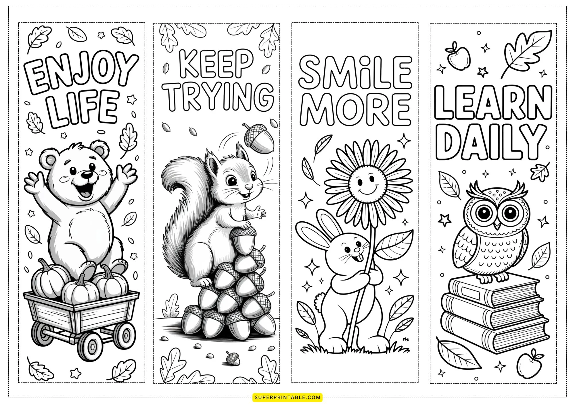 Autumn Kindness Coloring Bookmarks 4