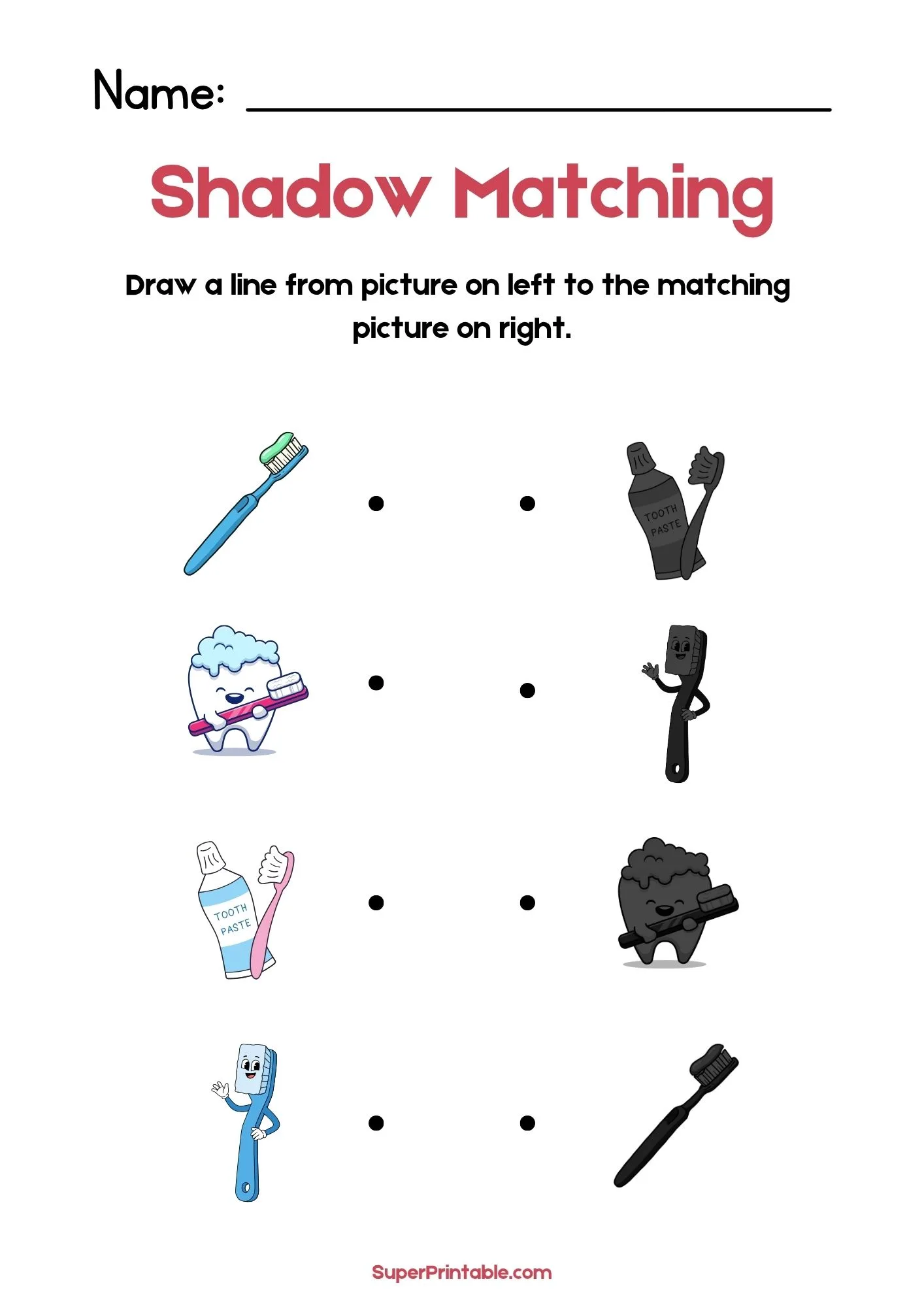 Bathroom Find The Shadow Matching Worksheet 1