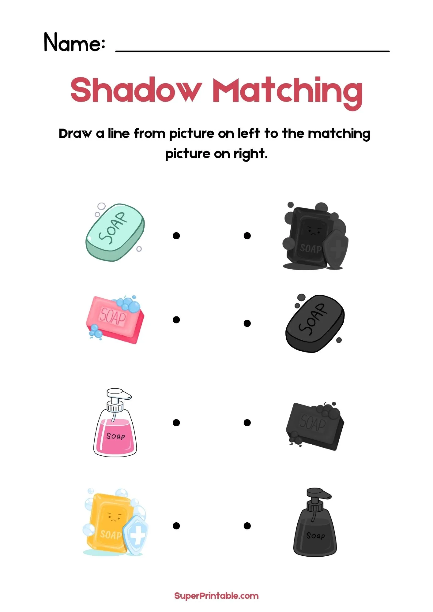 Bathroom Find The Shadow Matching Worksheet 2