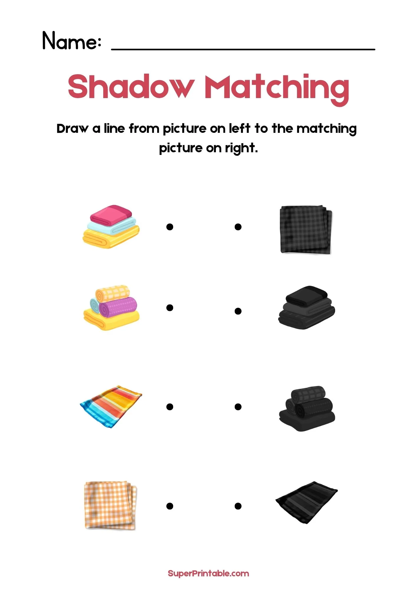 Bathroom Find The Shadow Matching Worksheet 3