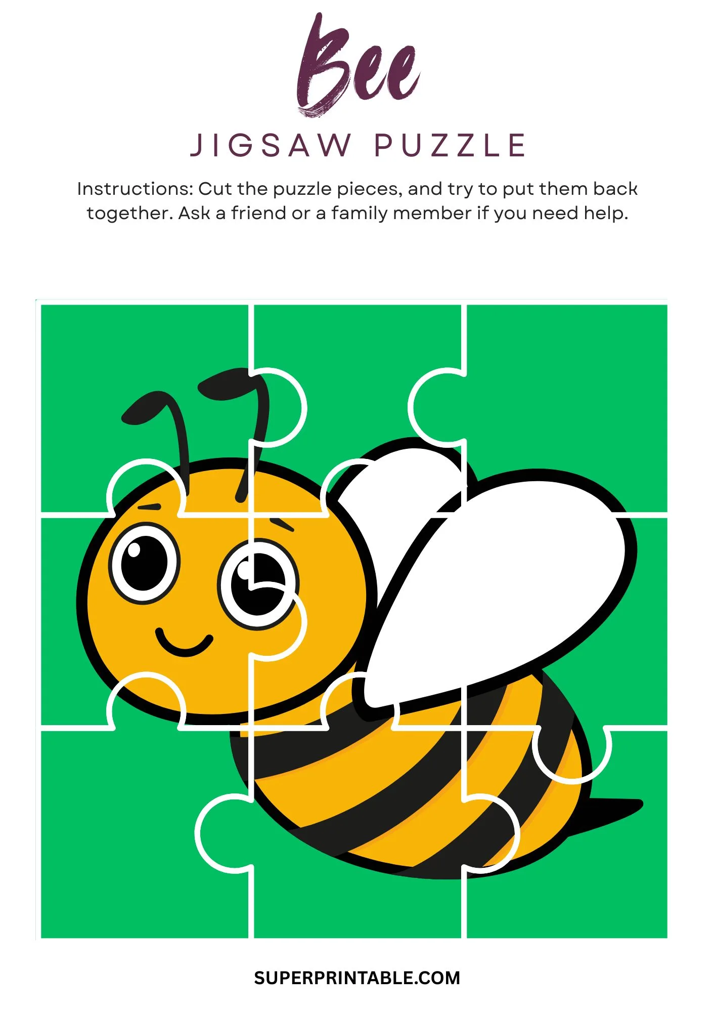 Bee Jigsaw Puzzle Activity 1