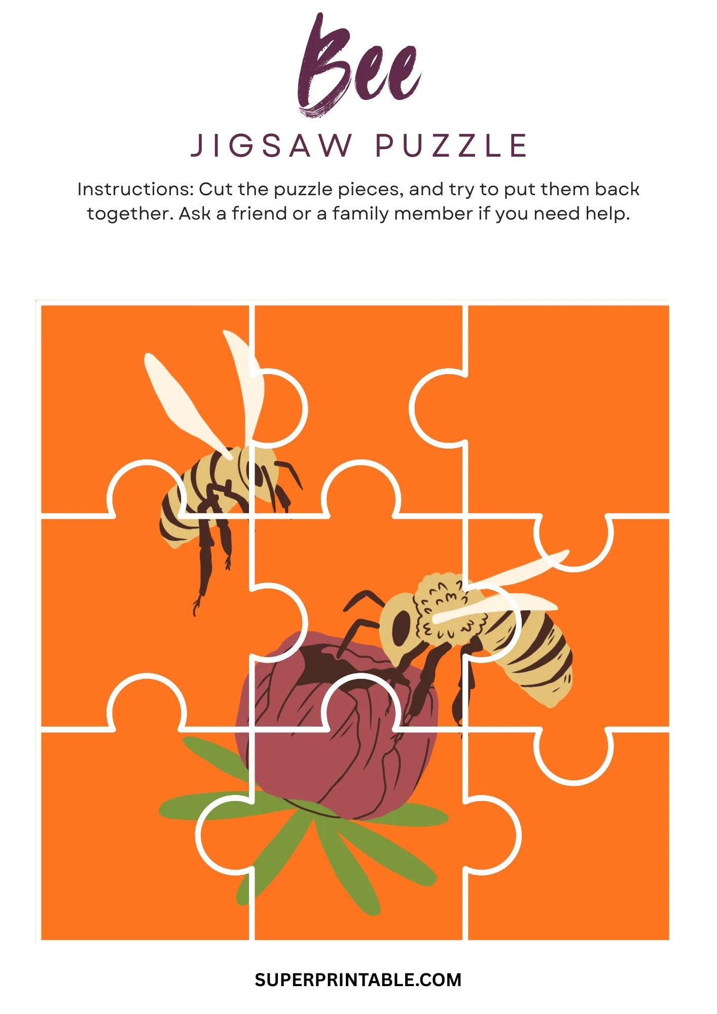 Bee Jigsaw Puzzle Activity 2