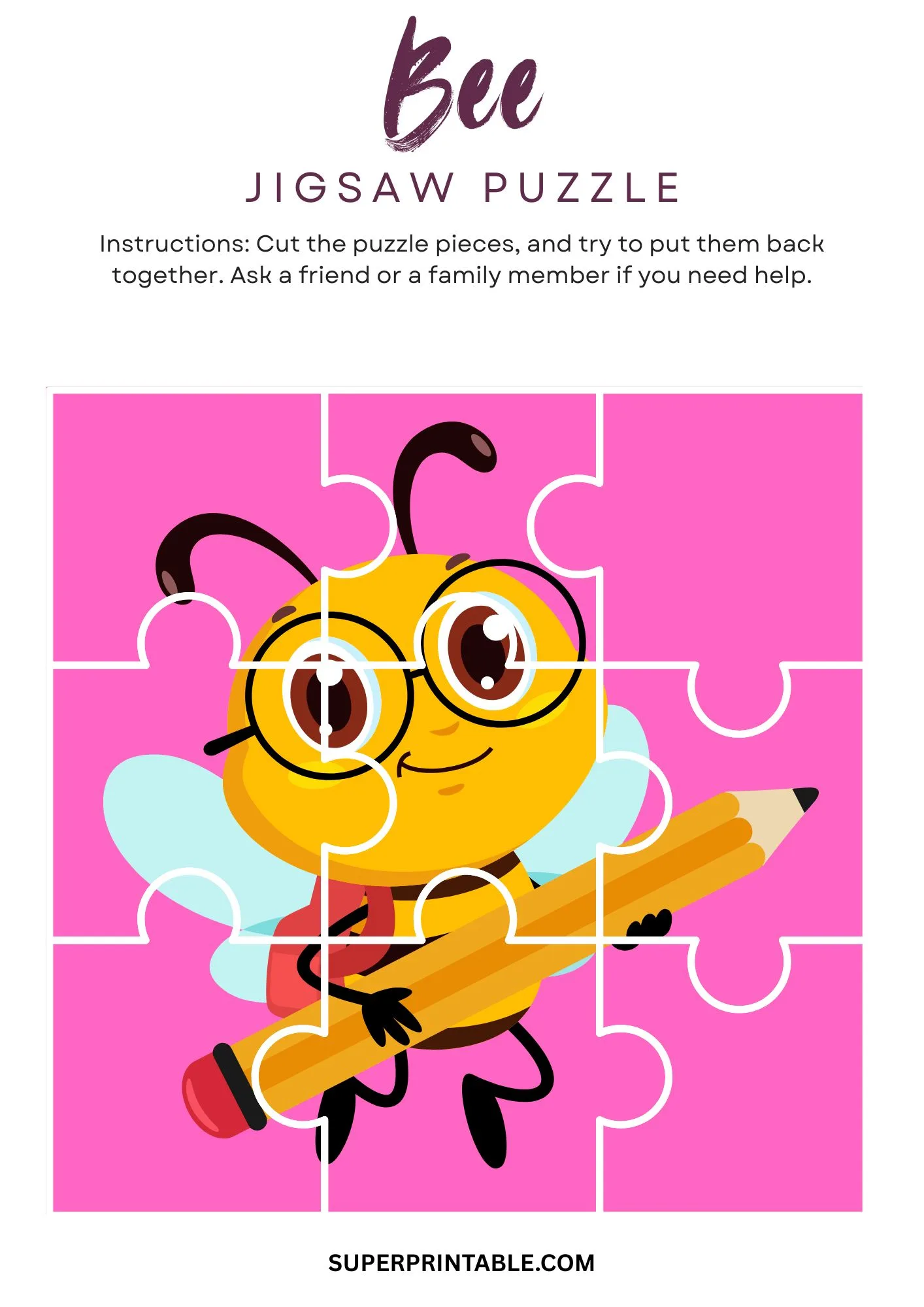 Bee Jigsaw Puzzle Activity