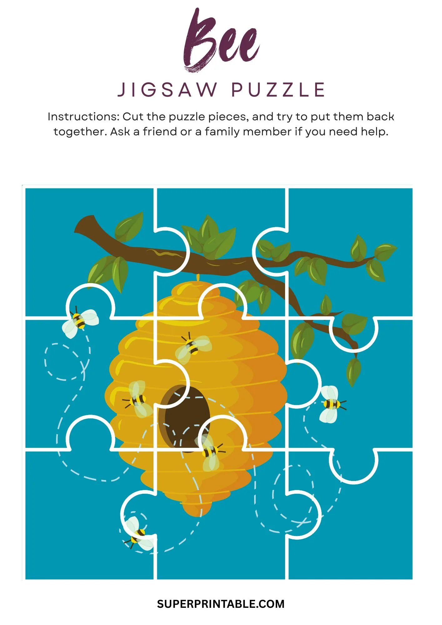Bee Jigsaw Puzzle Activity