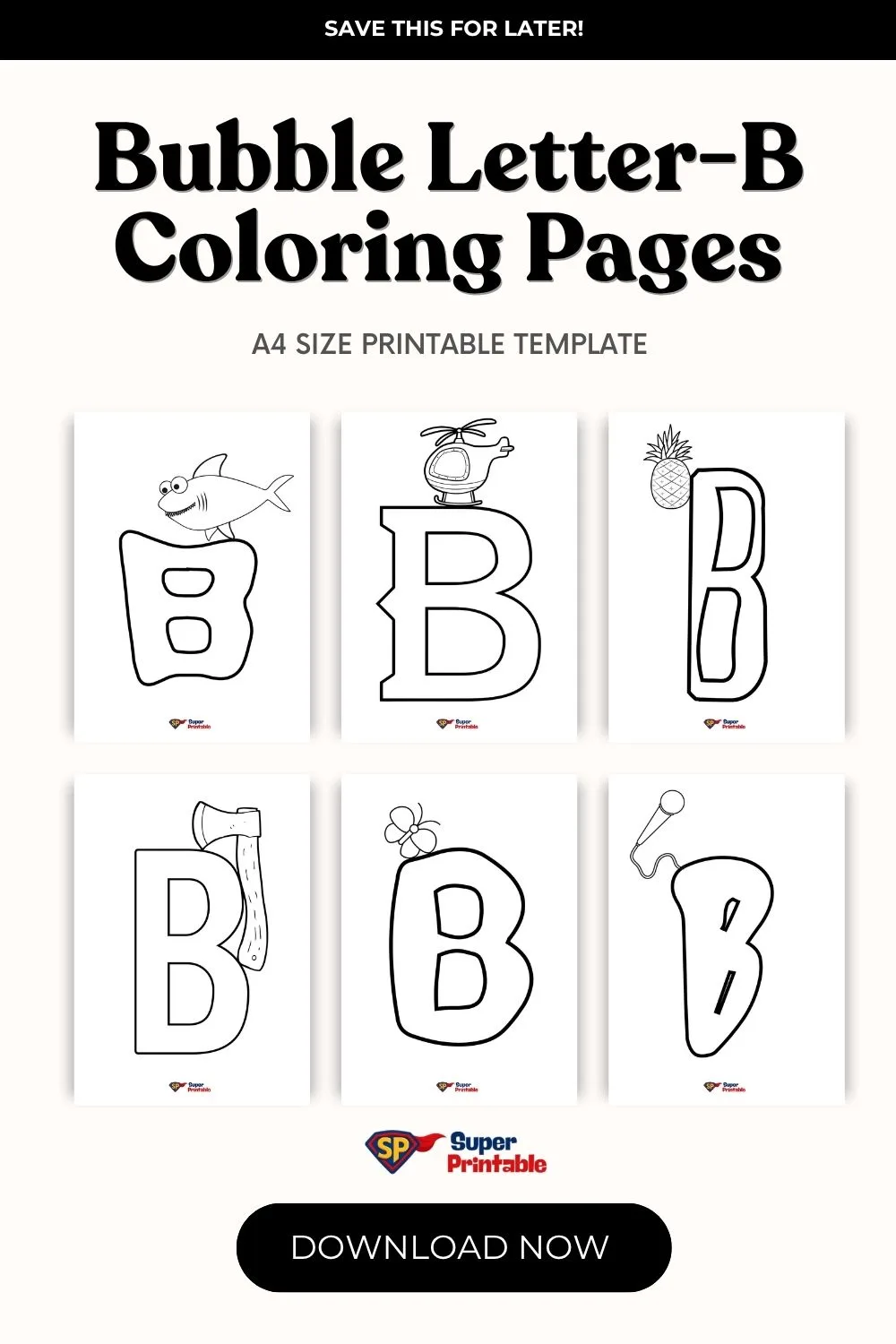 Bubble Letter-B Coloring Pages Pinterest Image
