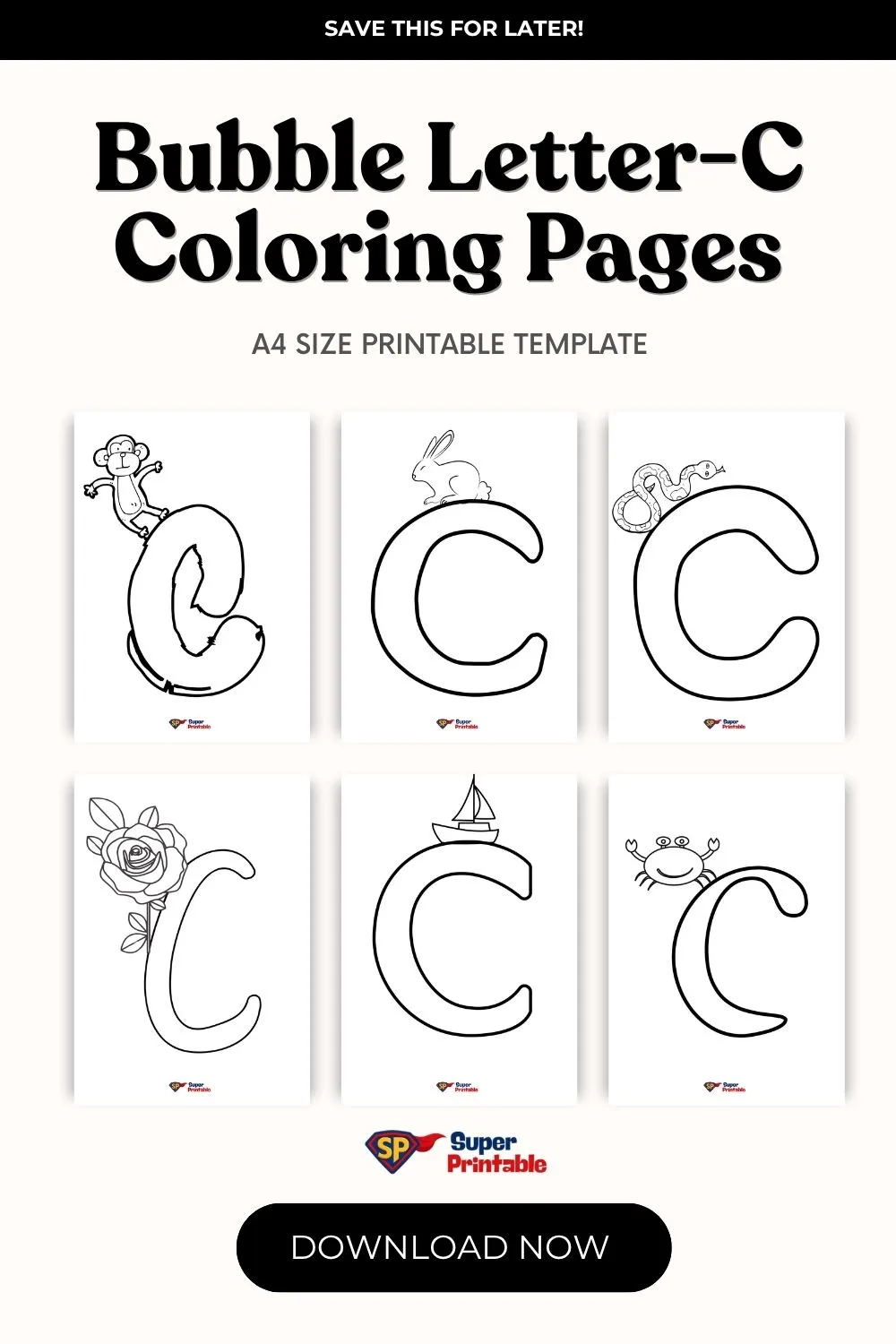 Bubble Letter-C Coloring Pages Pinterest Image