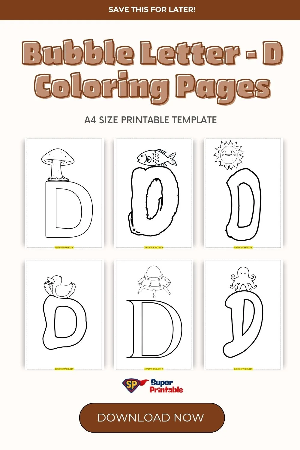Bubble Letter - D Coloring Pages Pinterest Image