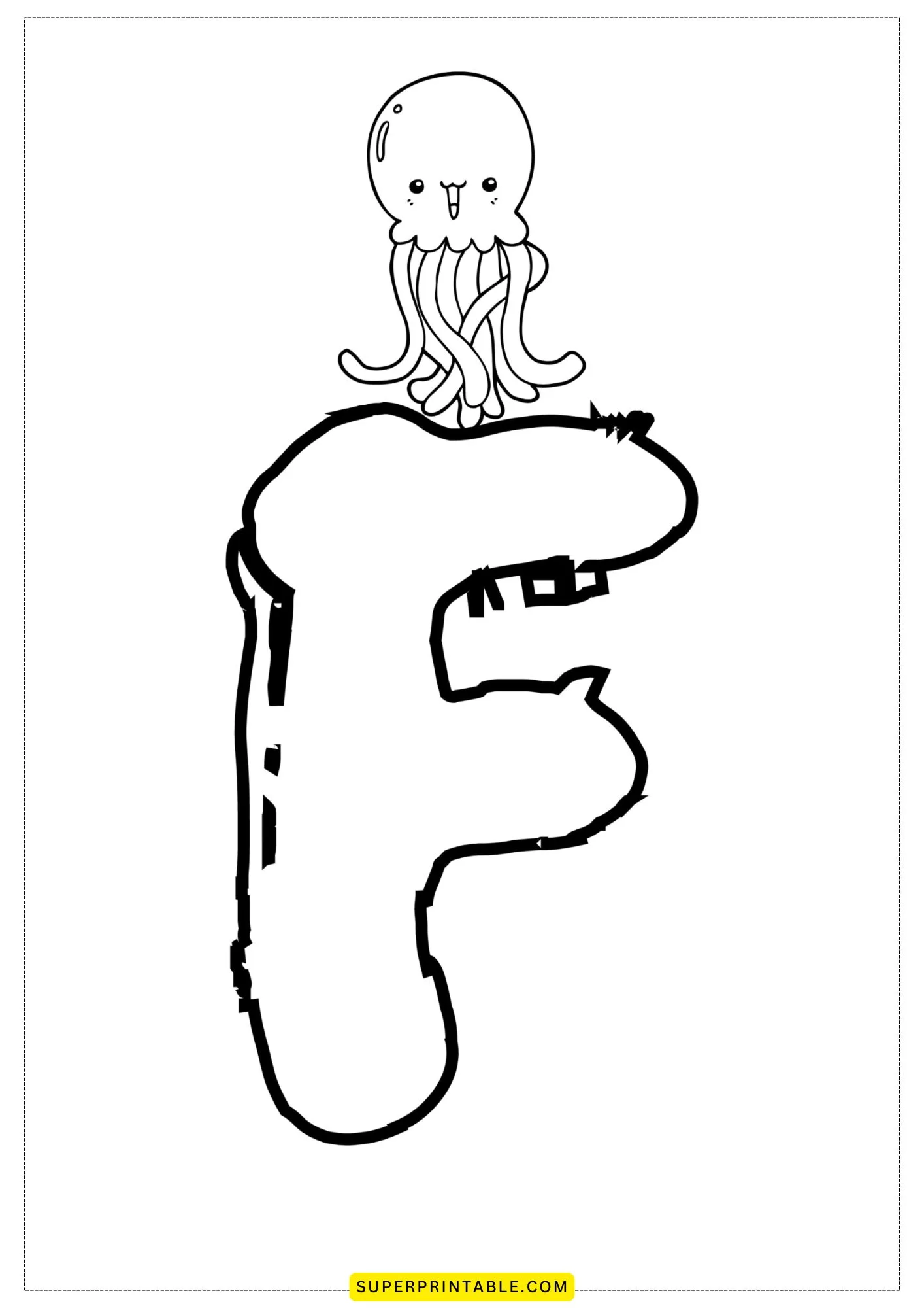 Bubble Letter - F Coloring Pages 4