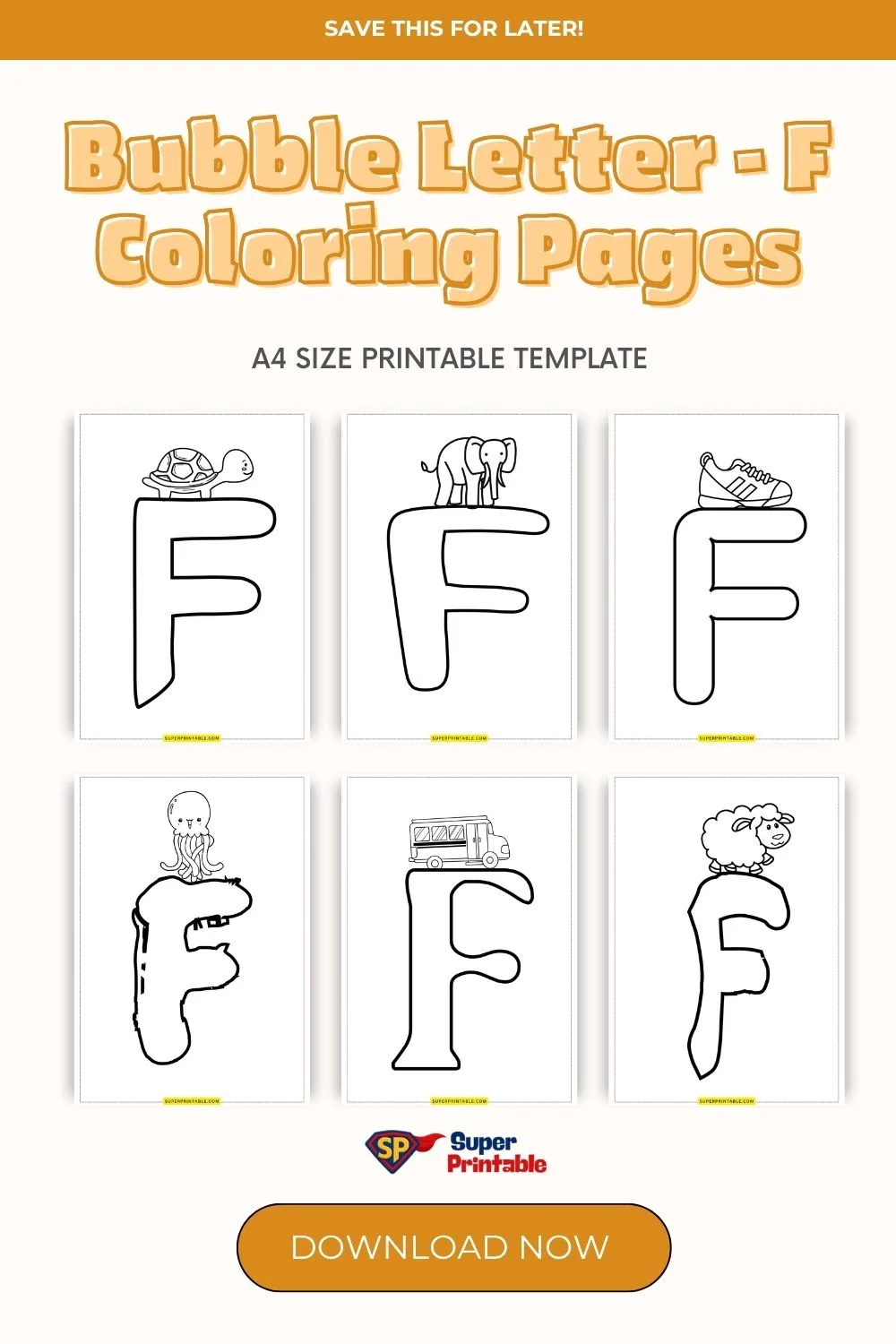 Bubble Letter - F Coloring Pages Pinterest Image