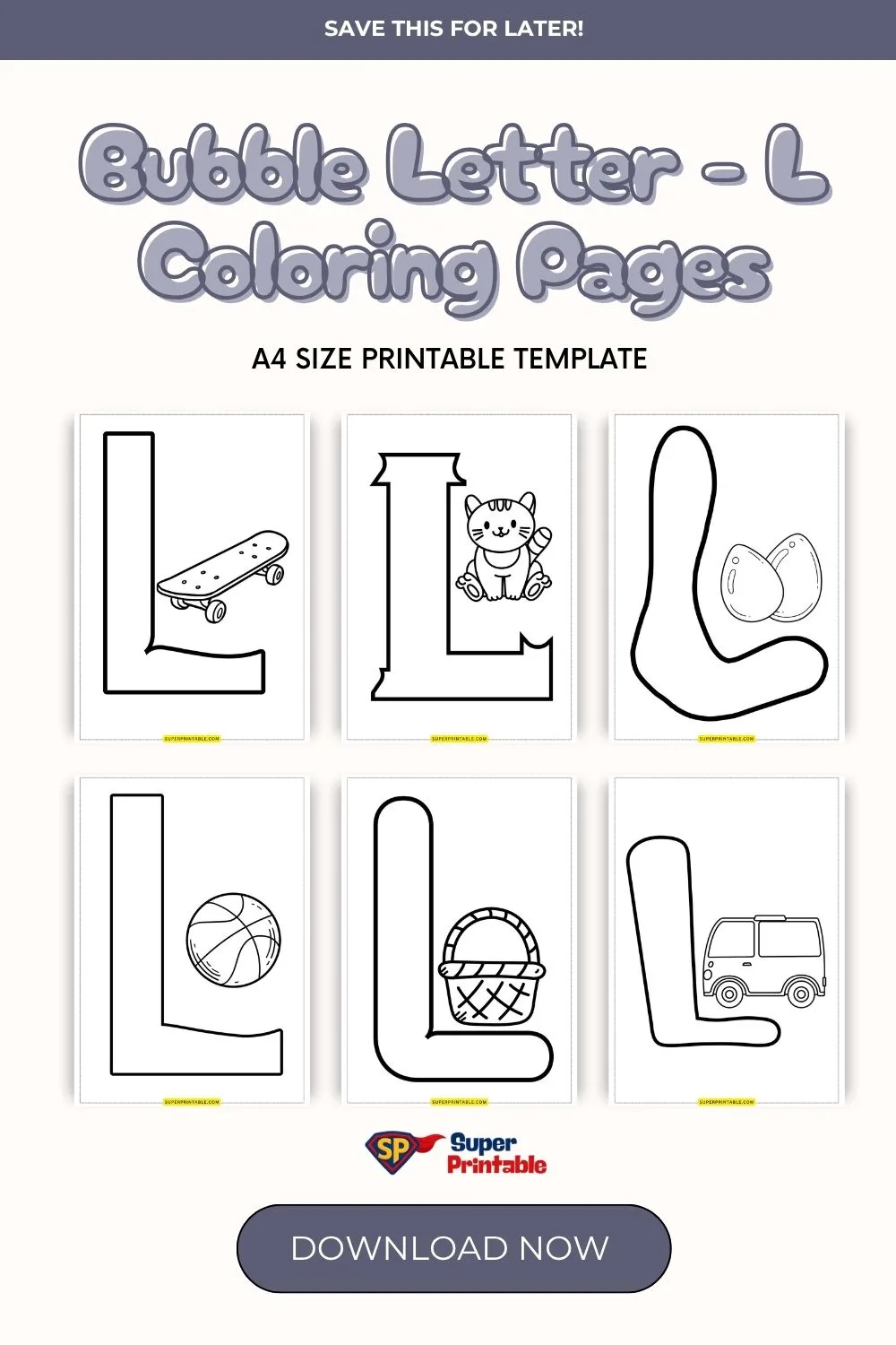 Bubble Letter - L Coloring Pages Pinterest Image