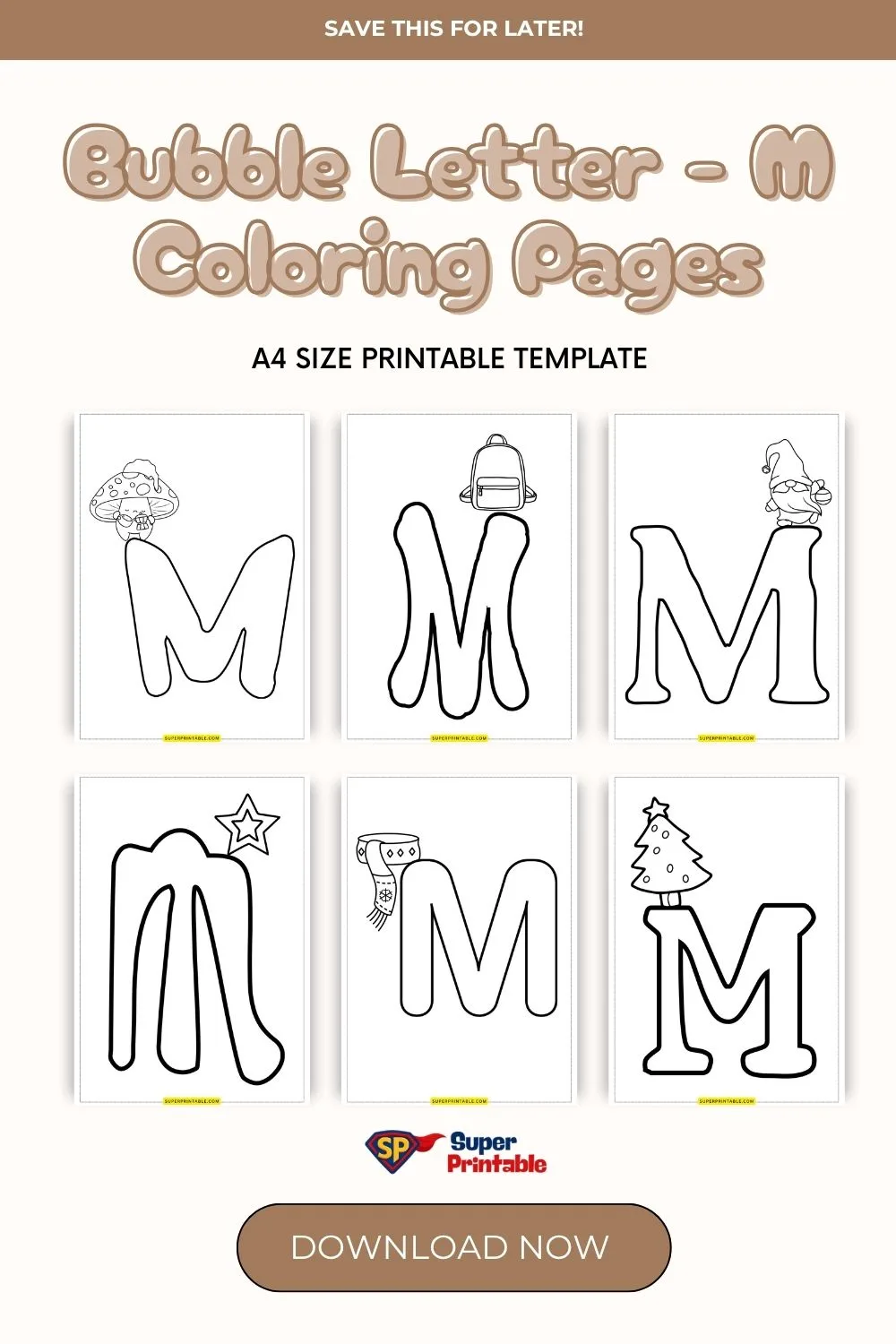 Bubble Letter - M Coloring Pages Pinterest Image