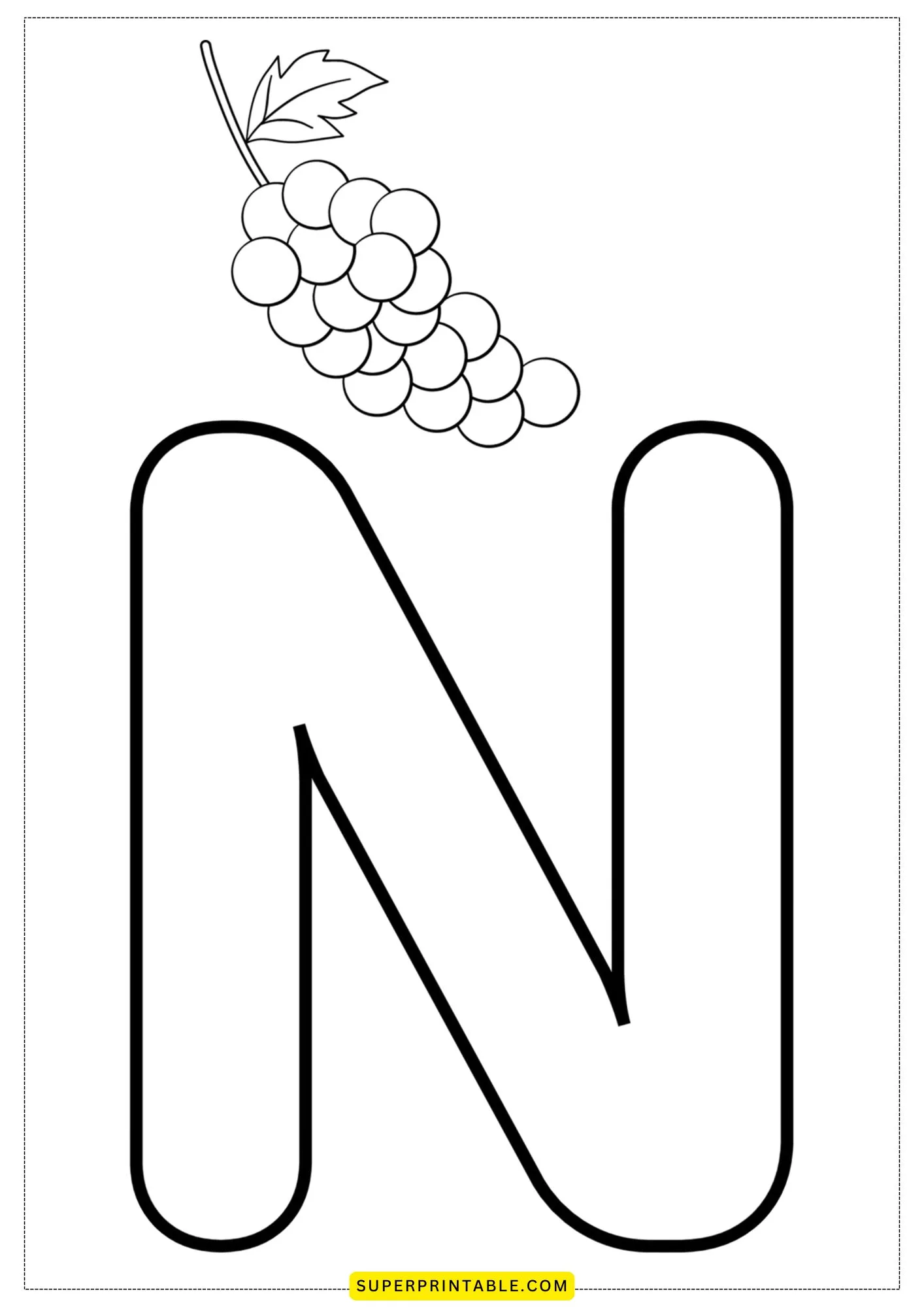 Bubble Letter - N Coloring Pages 1