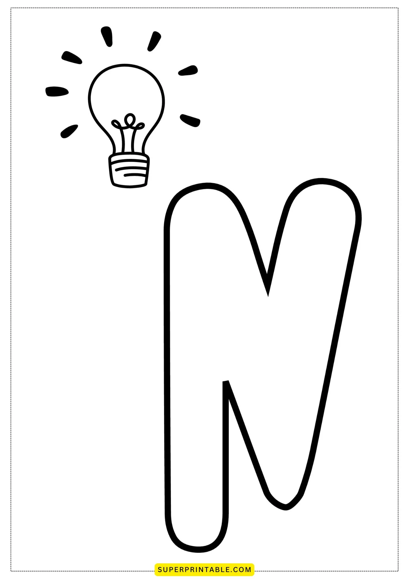 Bubble Letter - N Coloring Pages 2