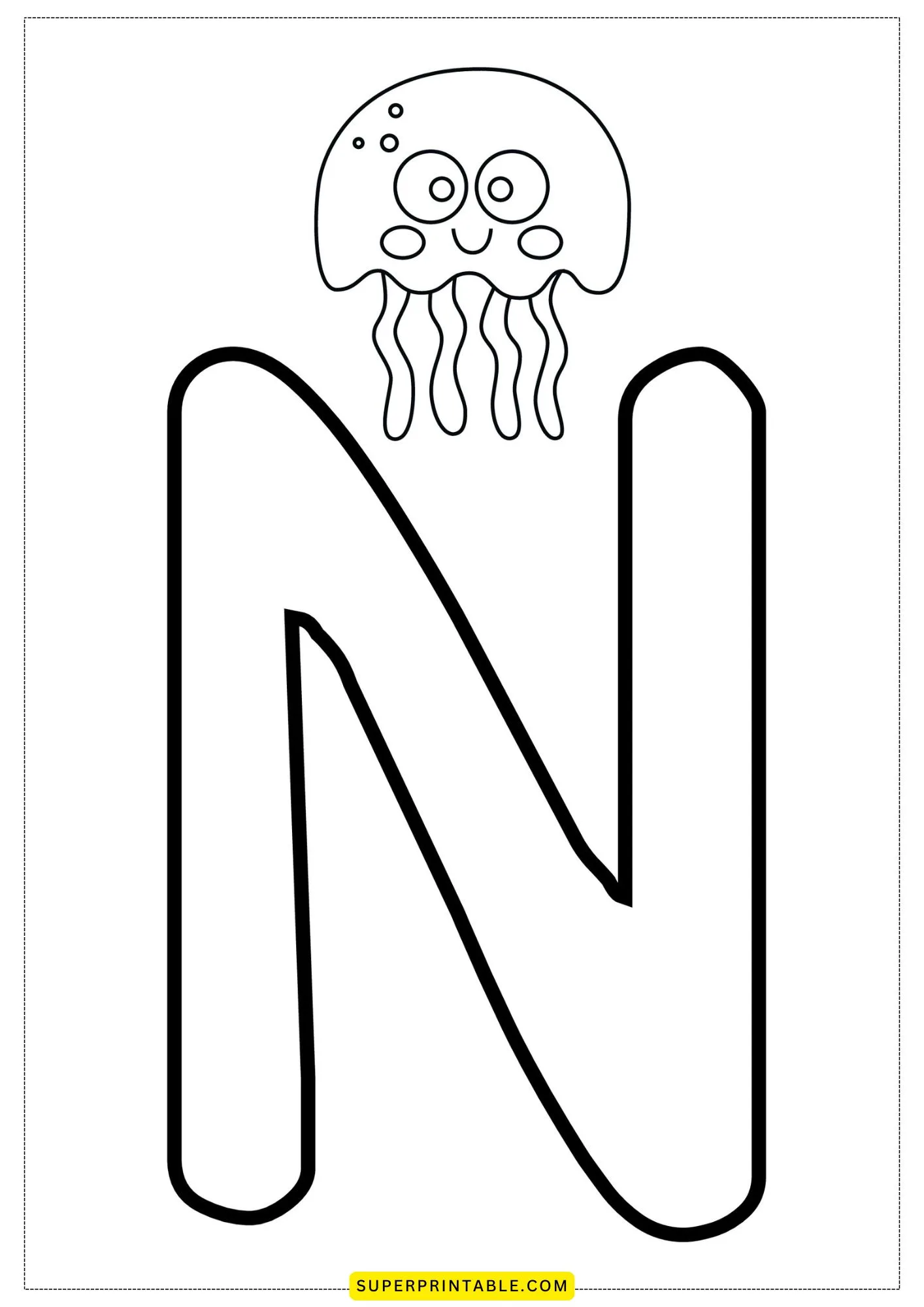 Bubble Letter - N Coloring Pages 3