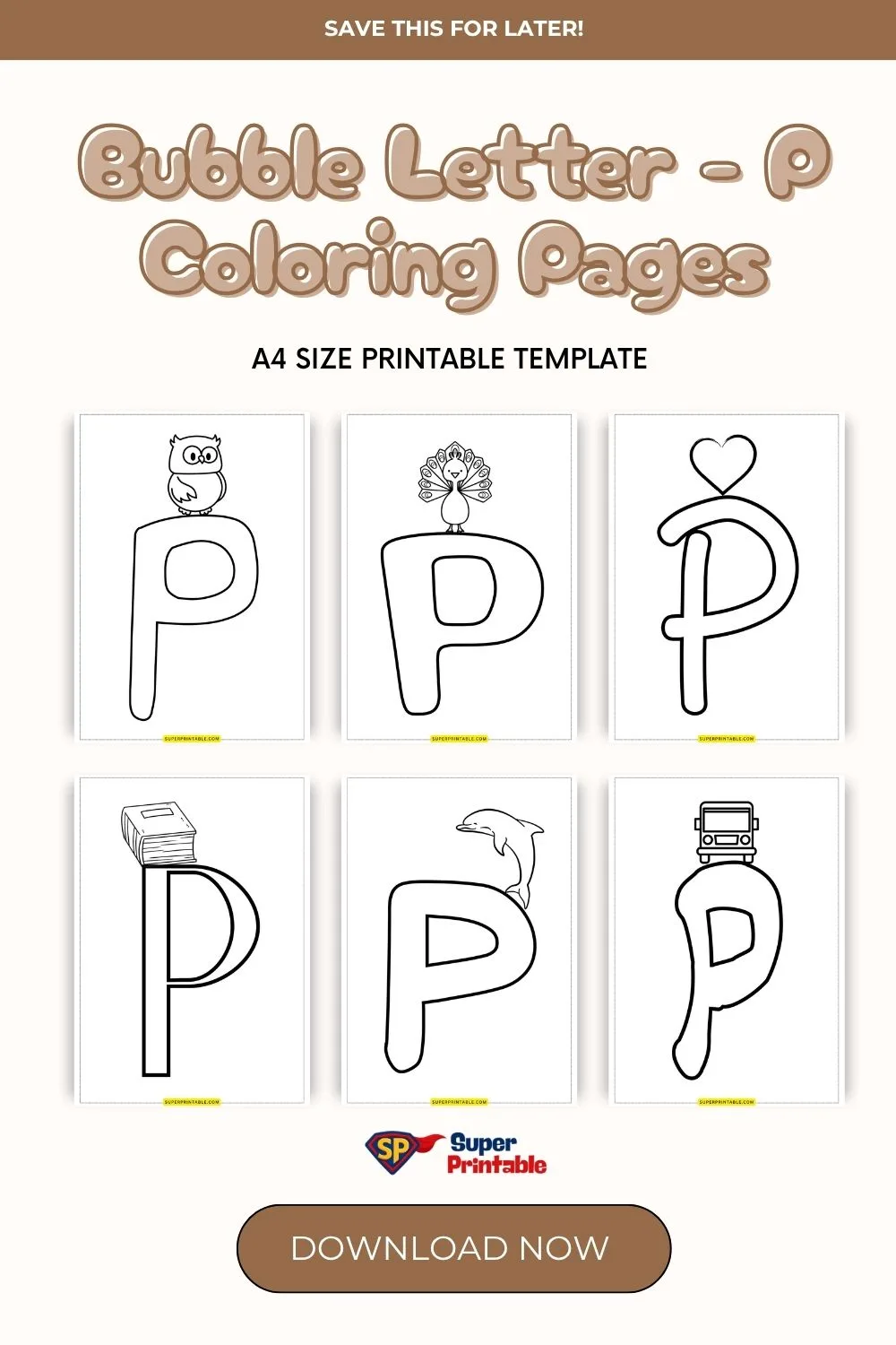 Bubble Letter - P Coloring Pages Pinterest Image