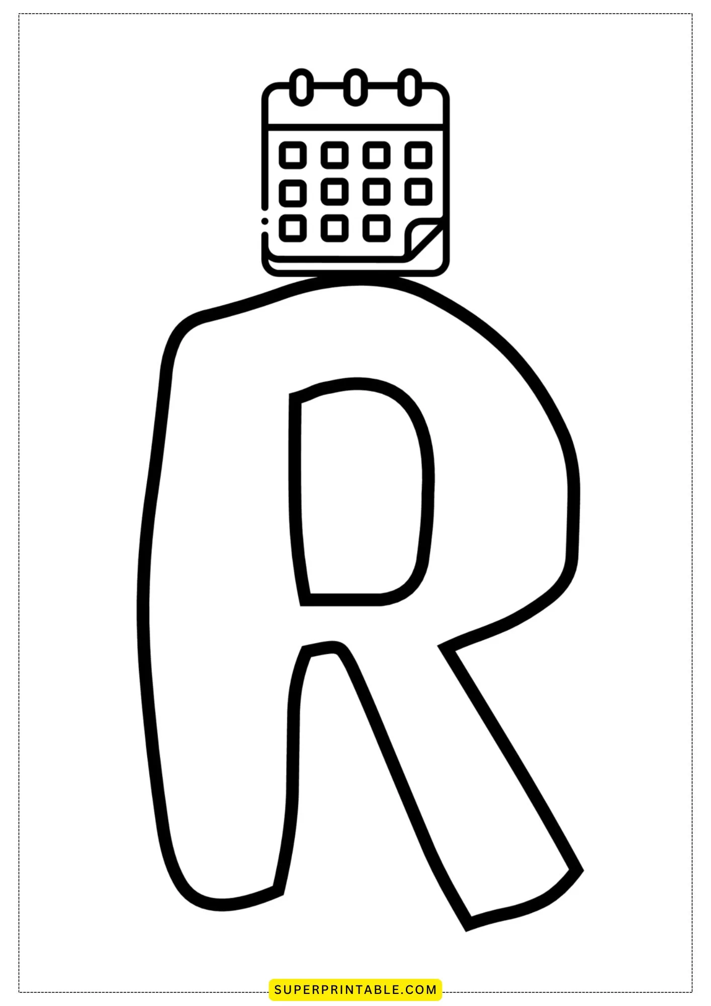 Bubble Letter - R Coloring Pages 3