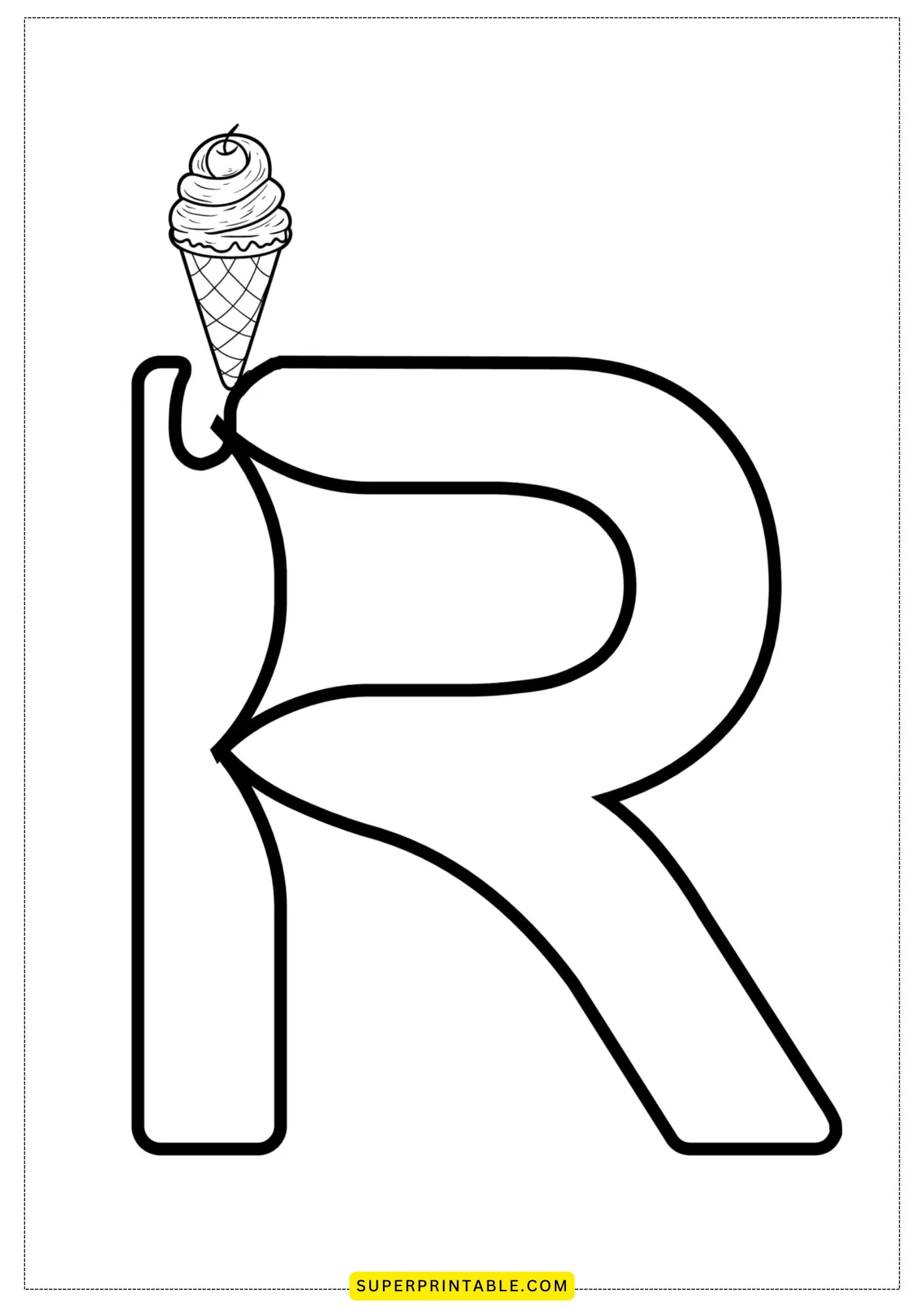 Bubble Letter - R Coloring Pages 4