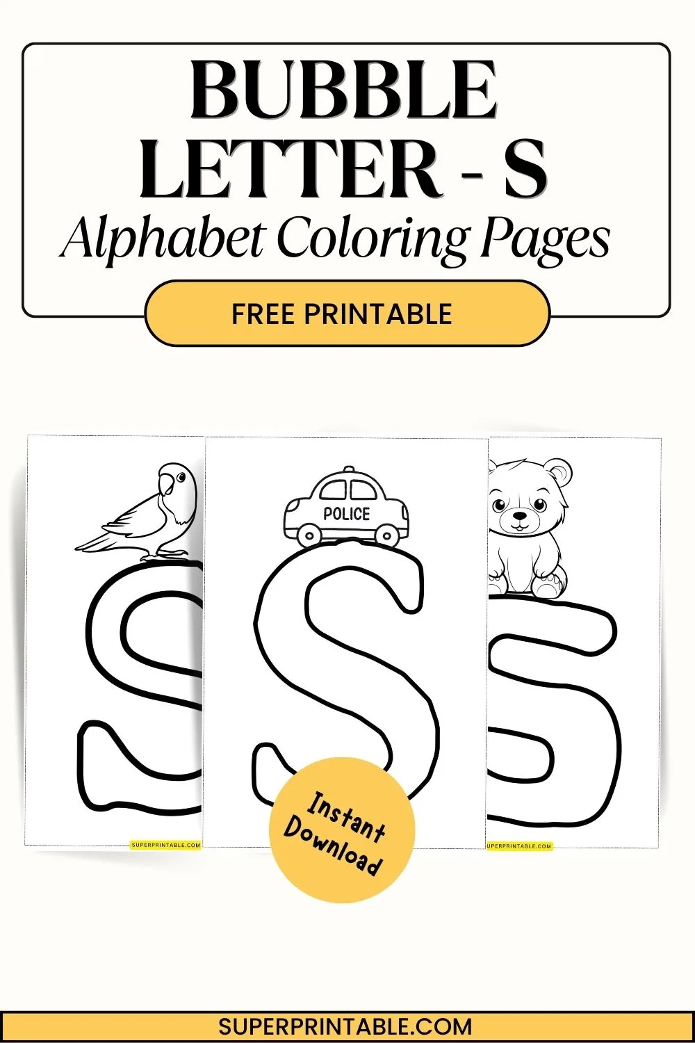 Bubble Letter - S Coloring Pages Pinterest Image