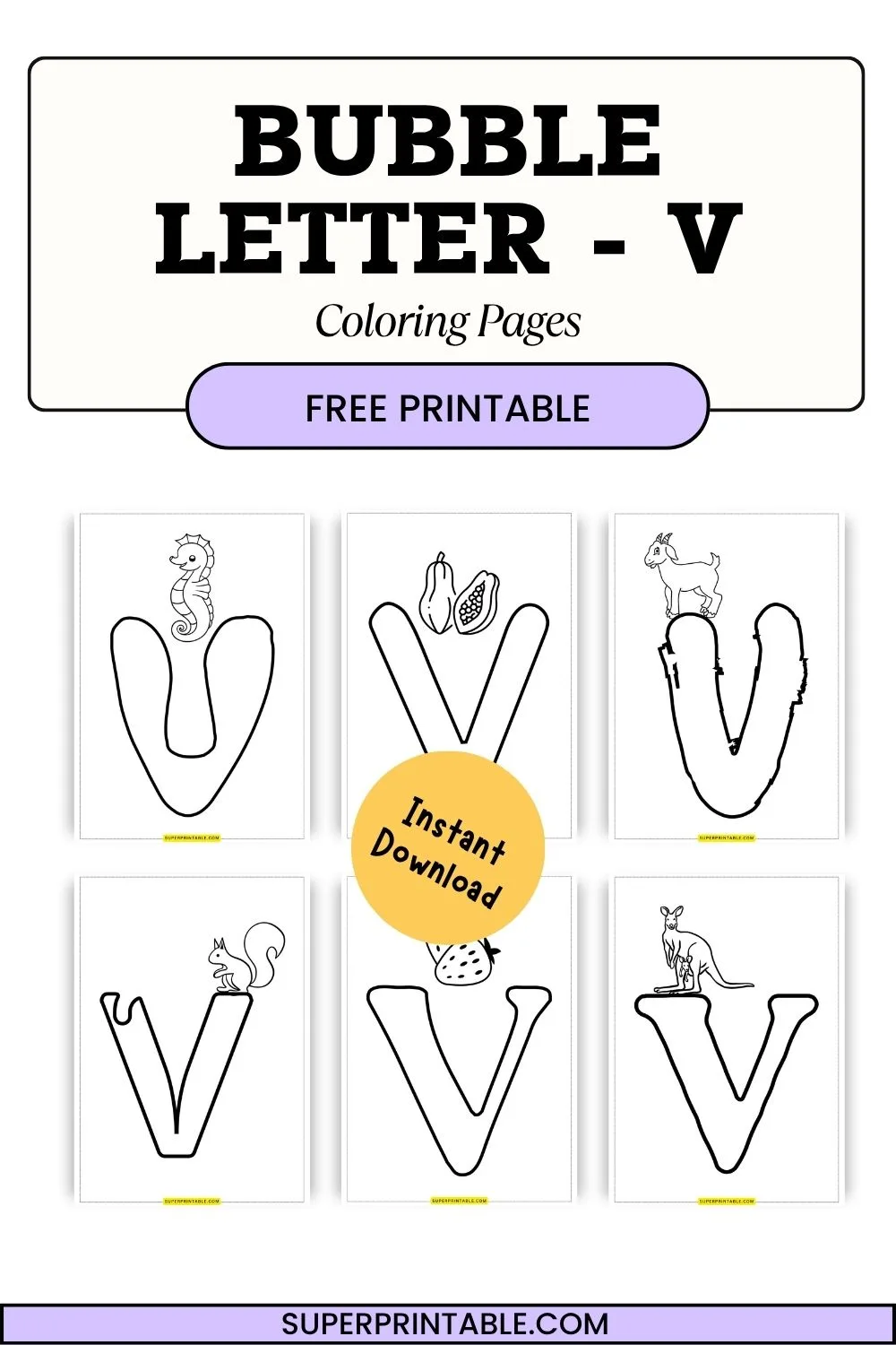Bubble Letter - V Coloring Pages Pinterest Image