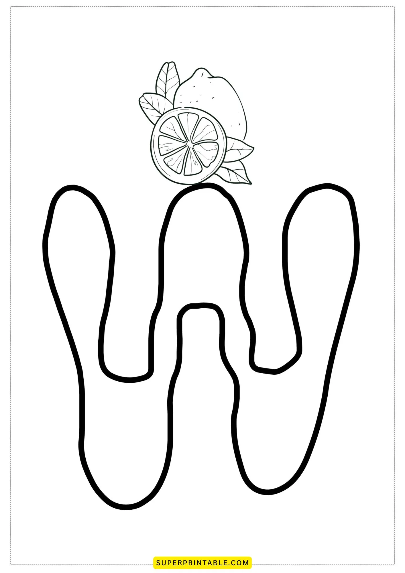 Bubble Letter - W Coloring Pages 1