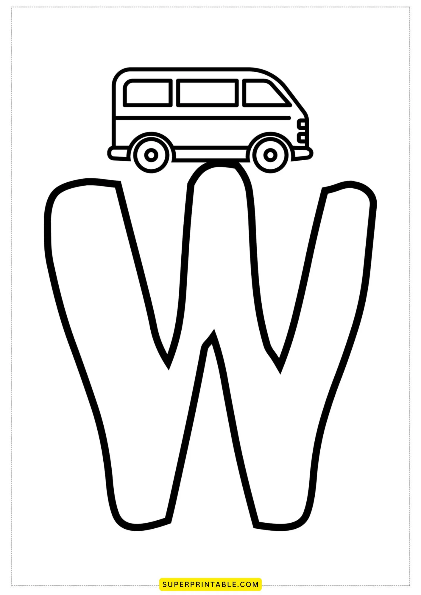 Bubble Letter - W Coloring Pages 3