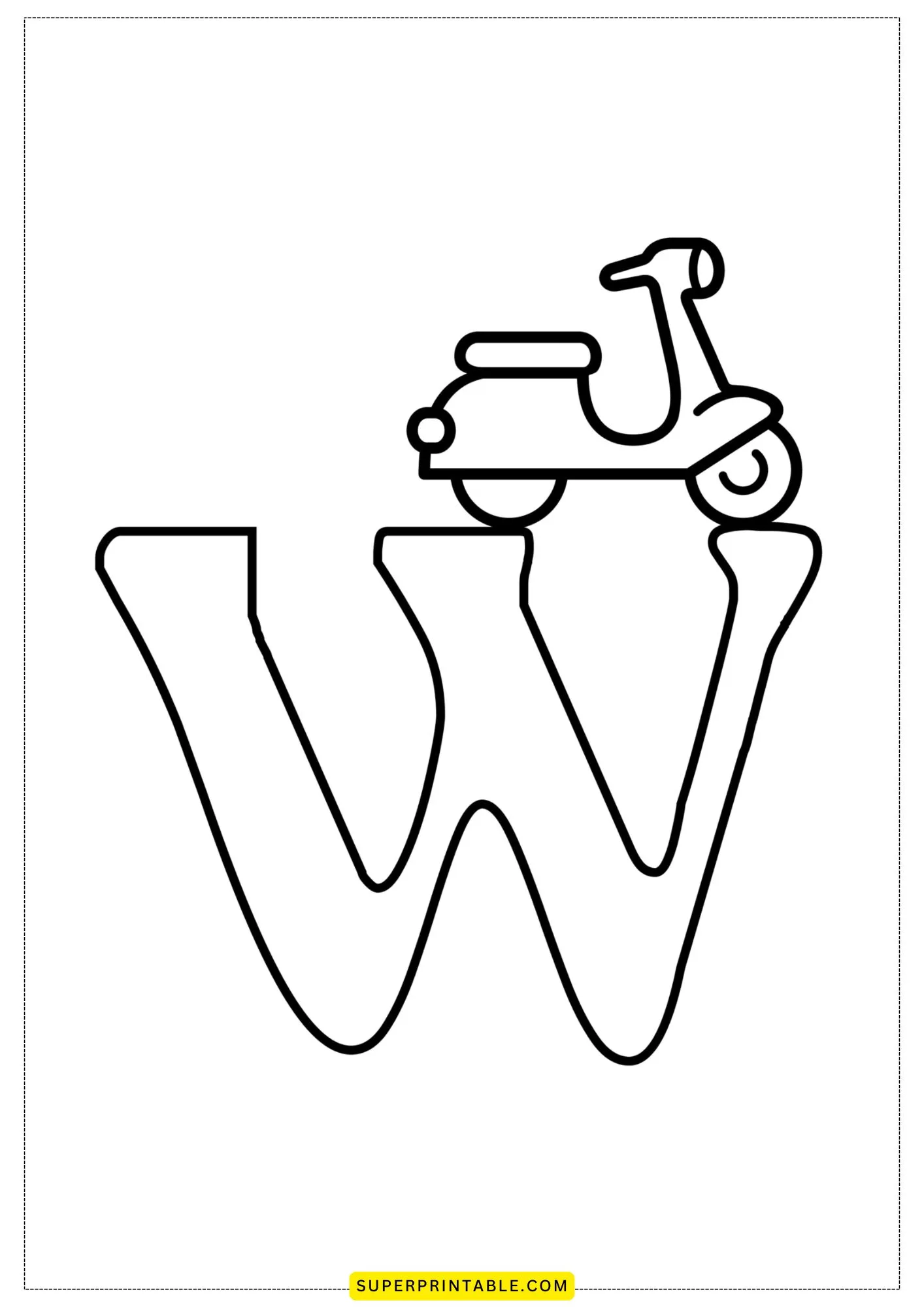 Bubble Letter - W Coloring Pages 4