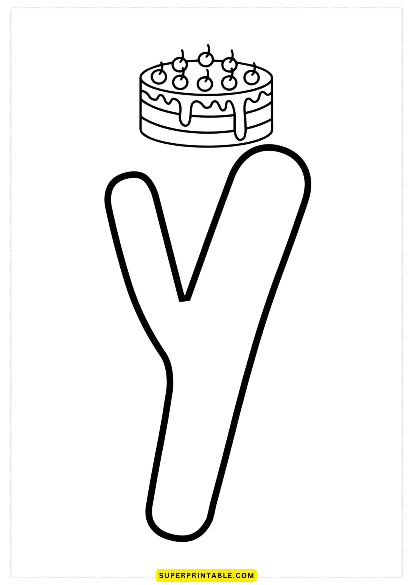 Bubble Letter - Y Coloring Pages 2