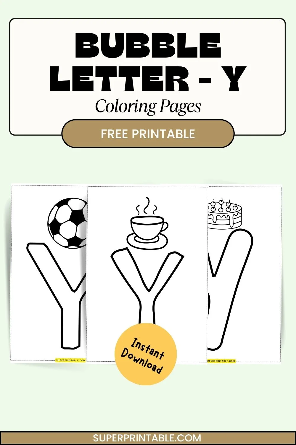 Bubble Letter - Y Coloring Pages Pinterest Image