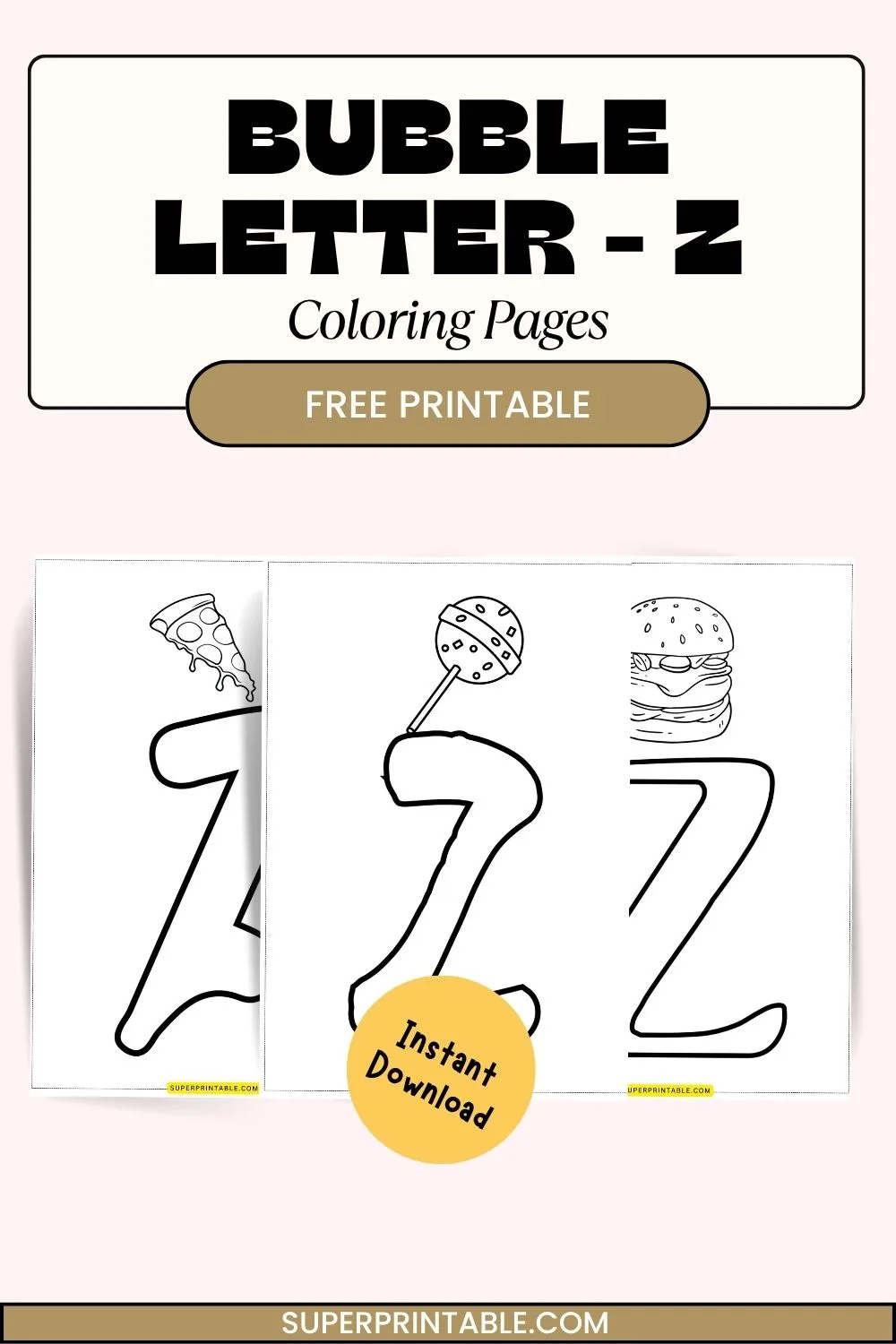 Bubble Letter - Z Coloring Pages Pinterest Image