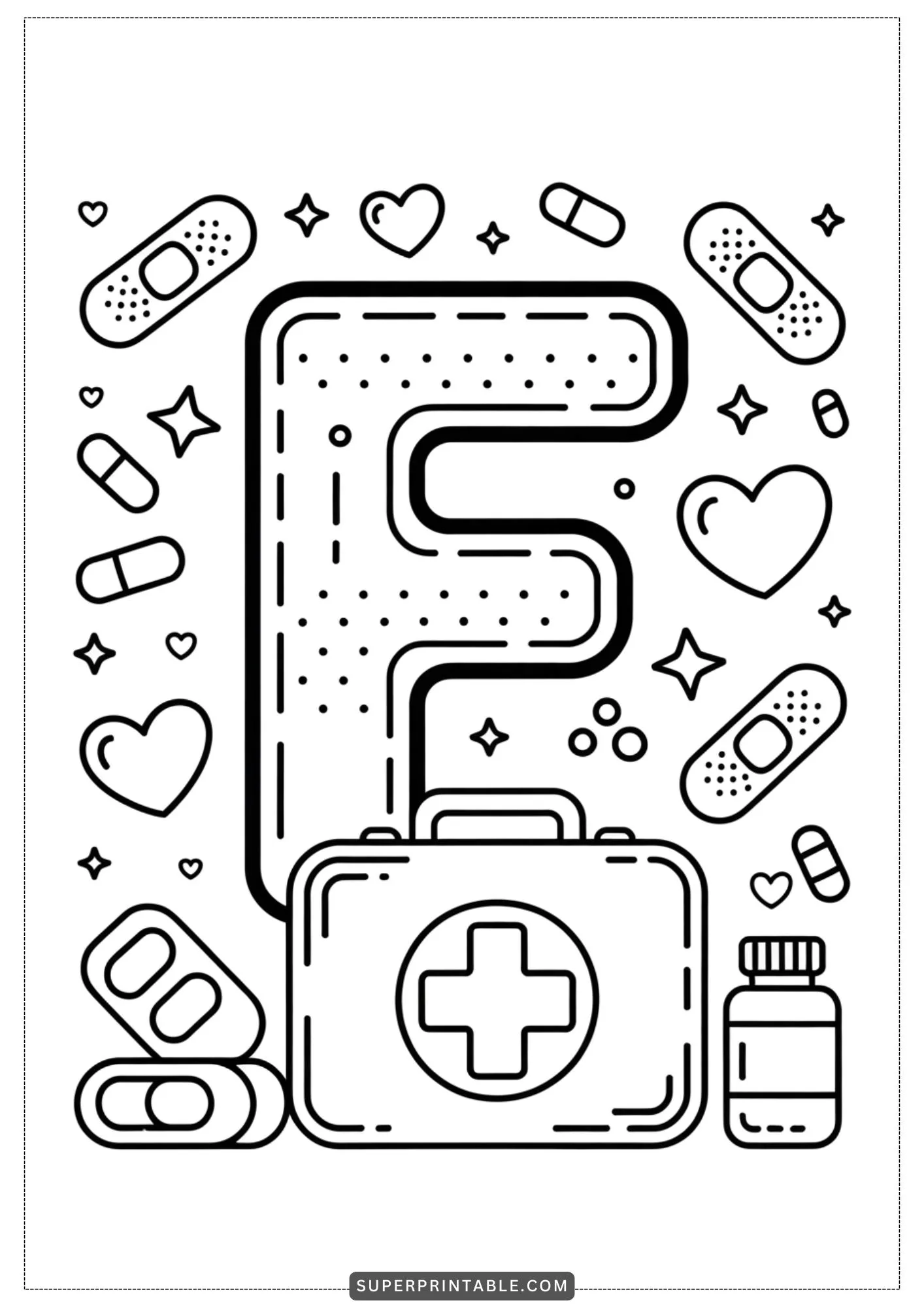 Caring Hands Alphabet: Doctor & Nurse Coloring Pages 6