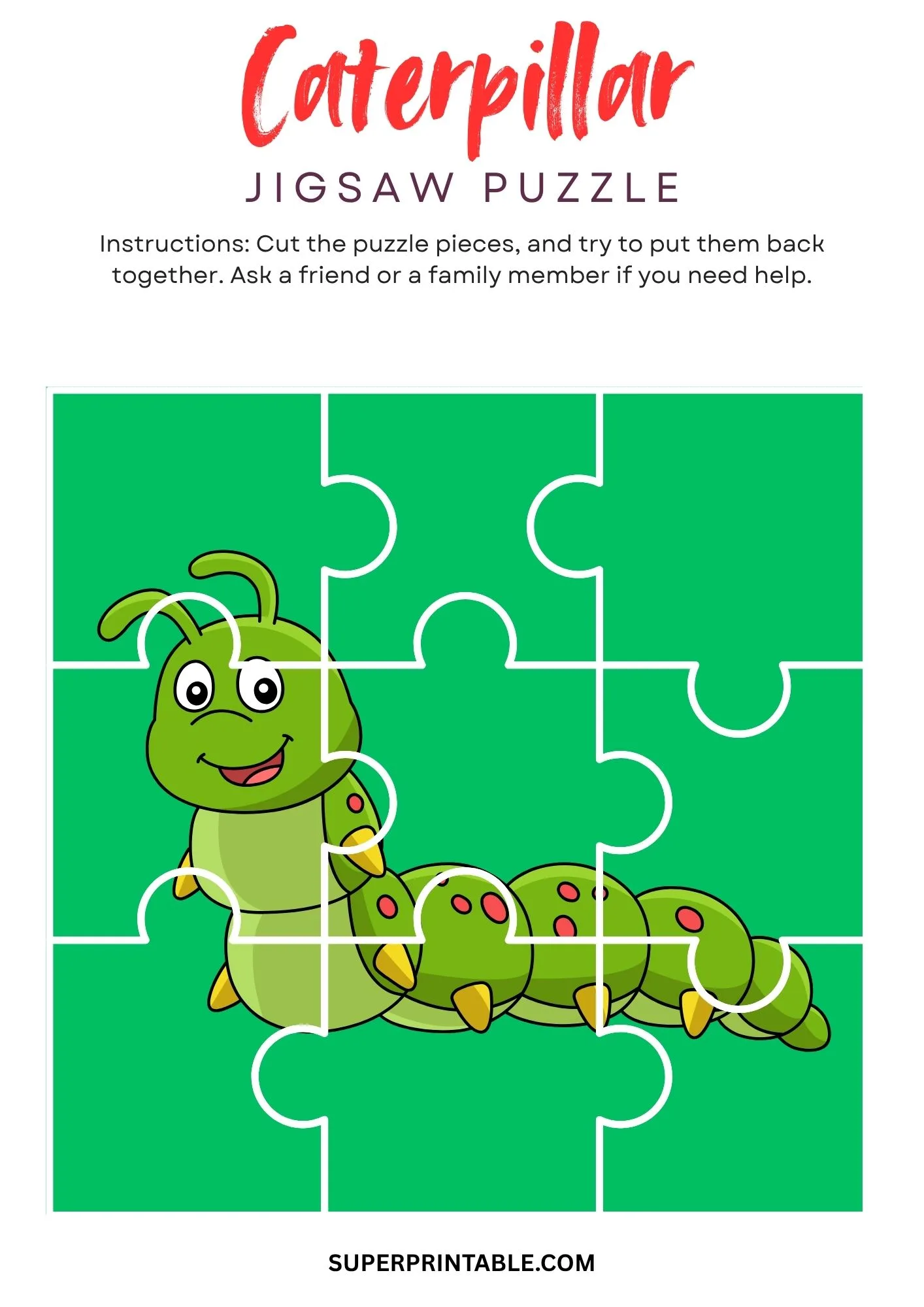Caterpillar Jigsaw Puzzle Activity 1