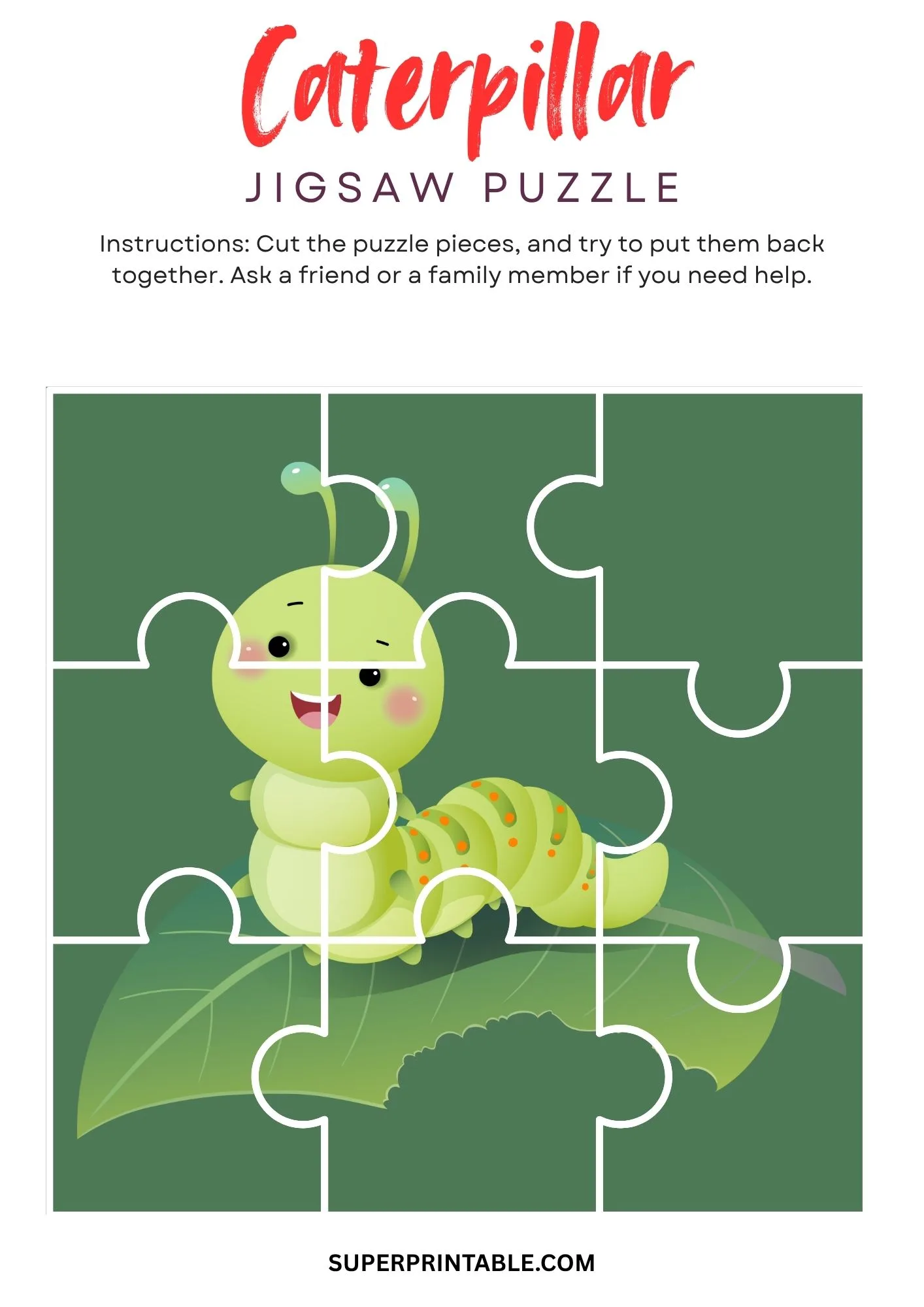 Caterpillar Jigsaw Puzzle Activity 2