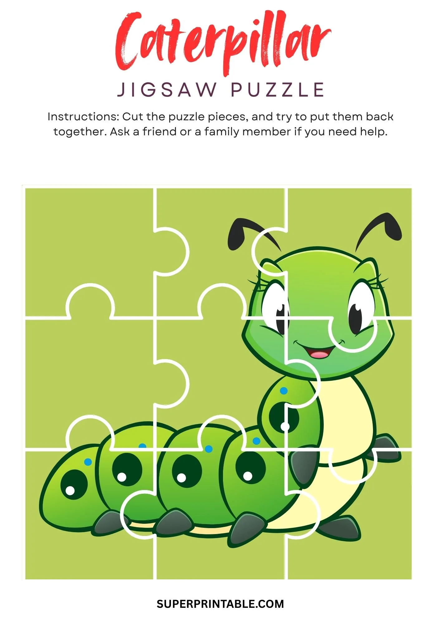 Caterpillar Jigsaw Puzzle Activity 3