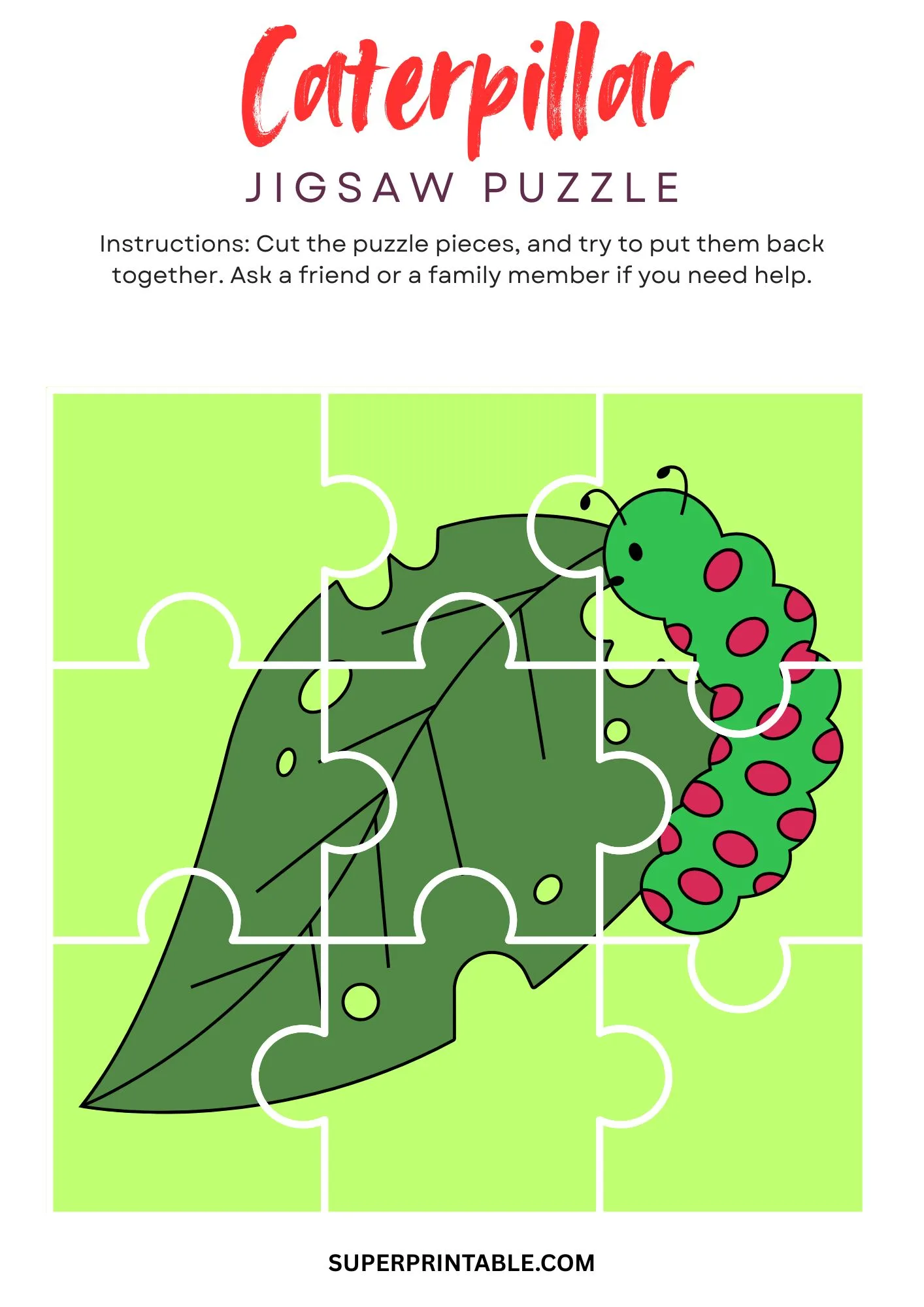 Caterpillar Jigsaw Puzzle Activity 6