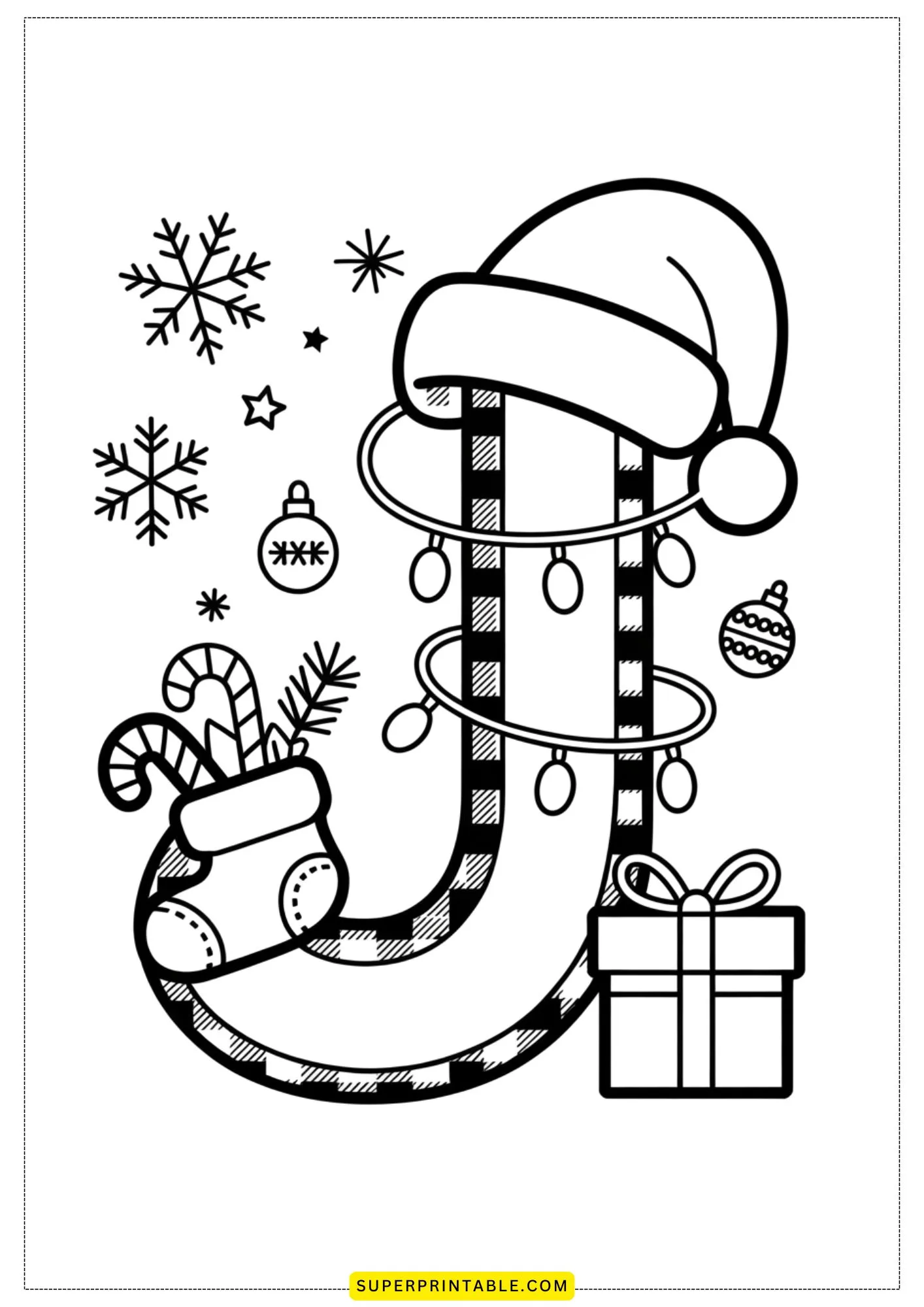 Christmas Plaid Alphabet Coloring Pages for Kids 10