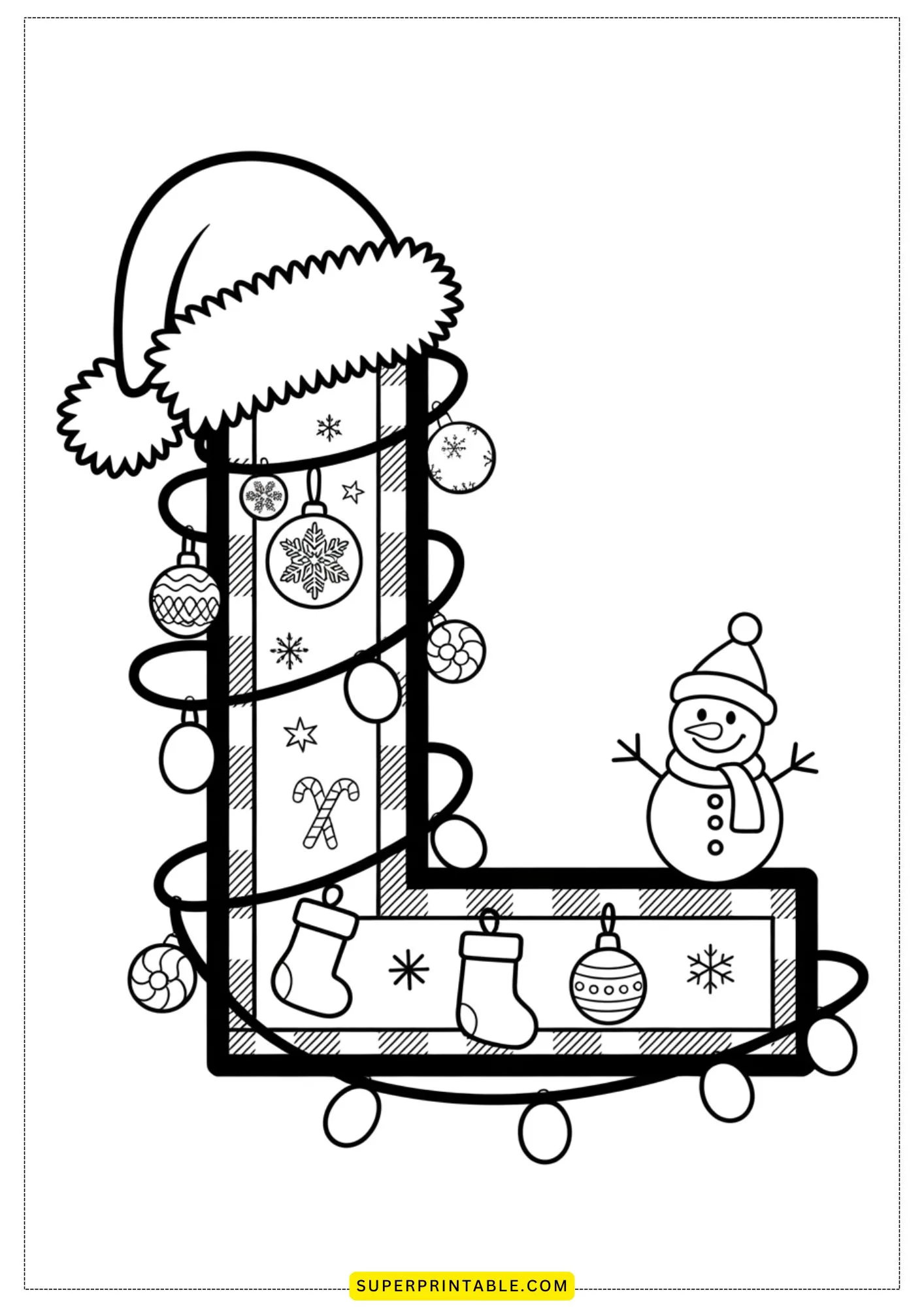 Christmas Plaid Alphabet Coloring Pages for Kids 12