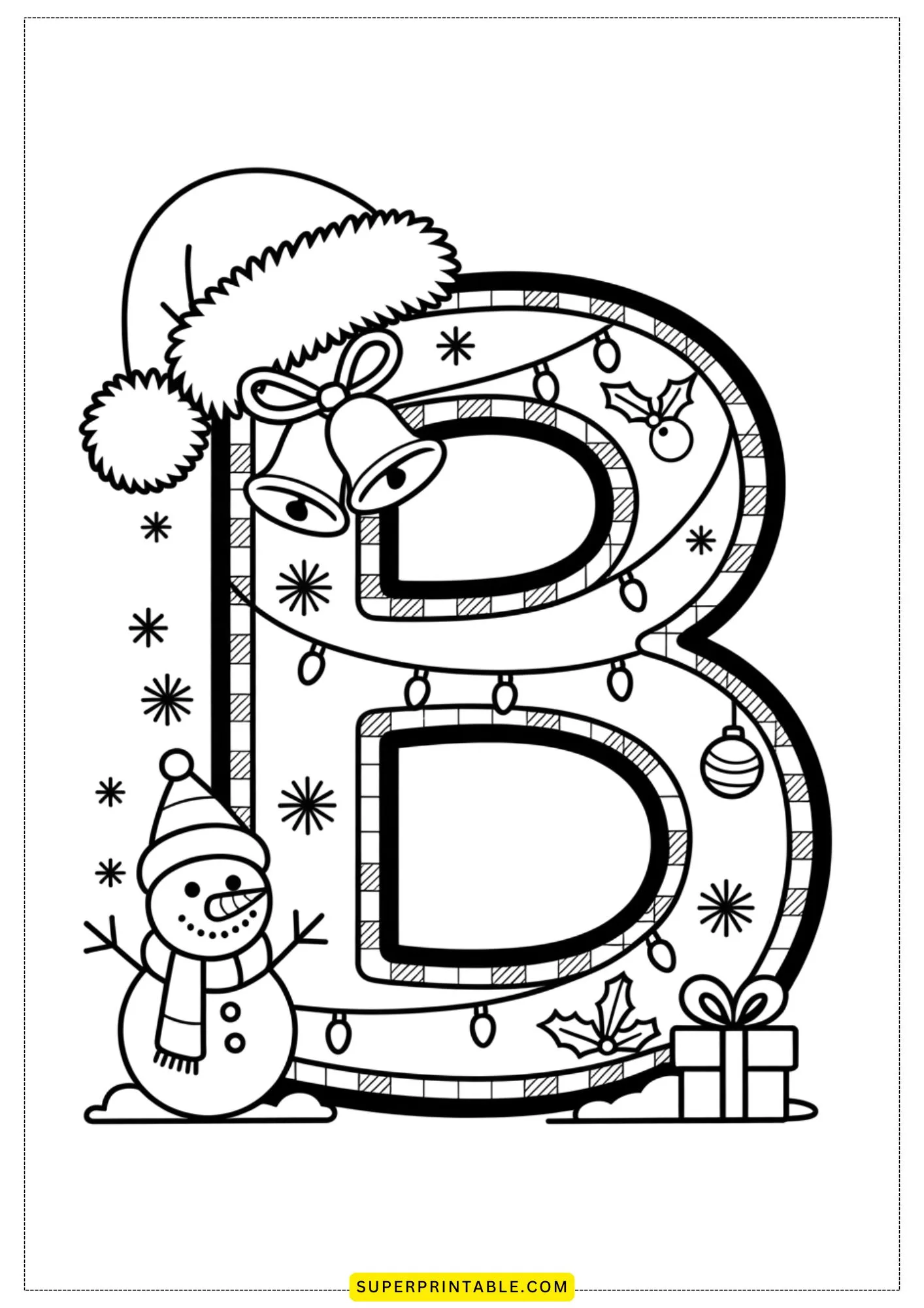 Christmas Plaid Alphabet Coloring Pages for Kids 2