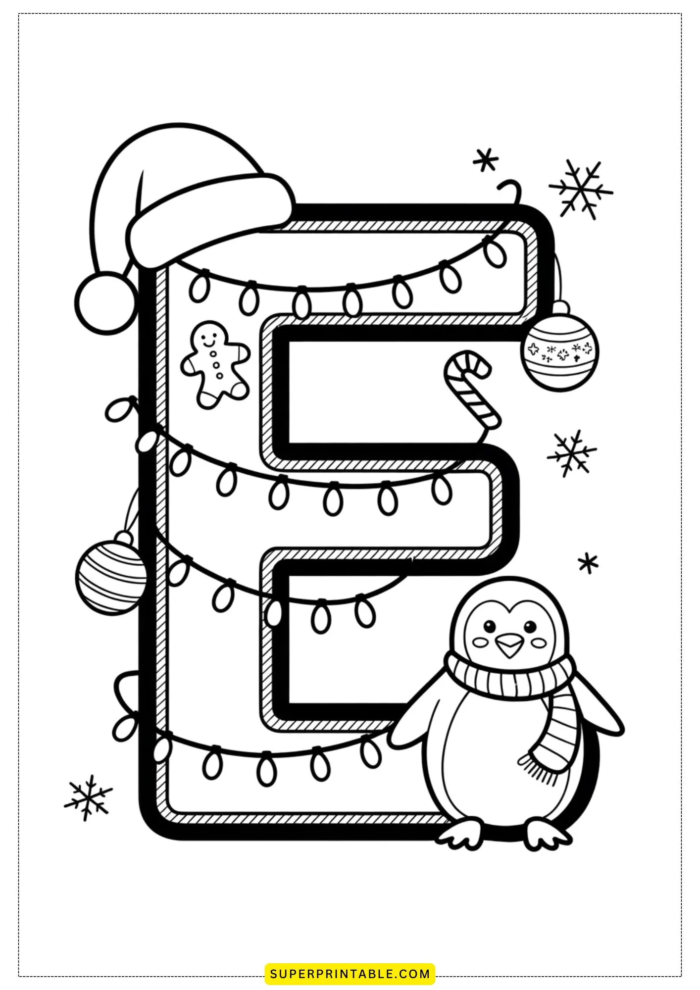 Christmas Plaid Alphabet Coloring Pages for Kids 5