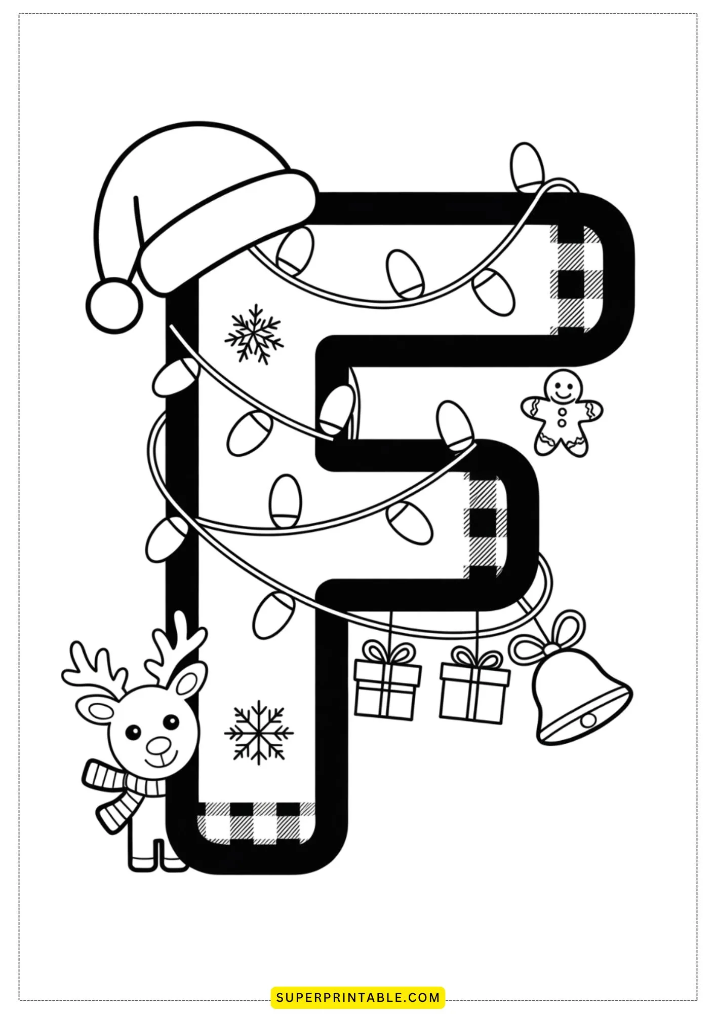 Christmas Plaid Alphabet Coloring Pages for Kids 6
