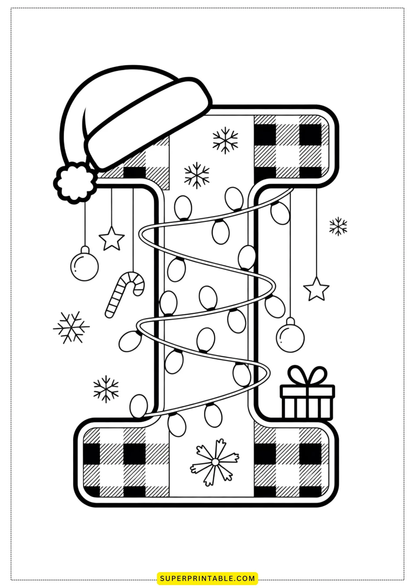 Christmas Plaid Alphabet Coloring Pages for Kids 9