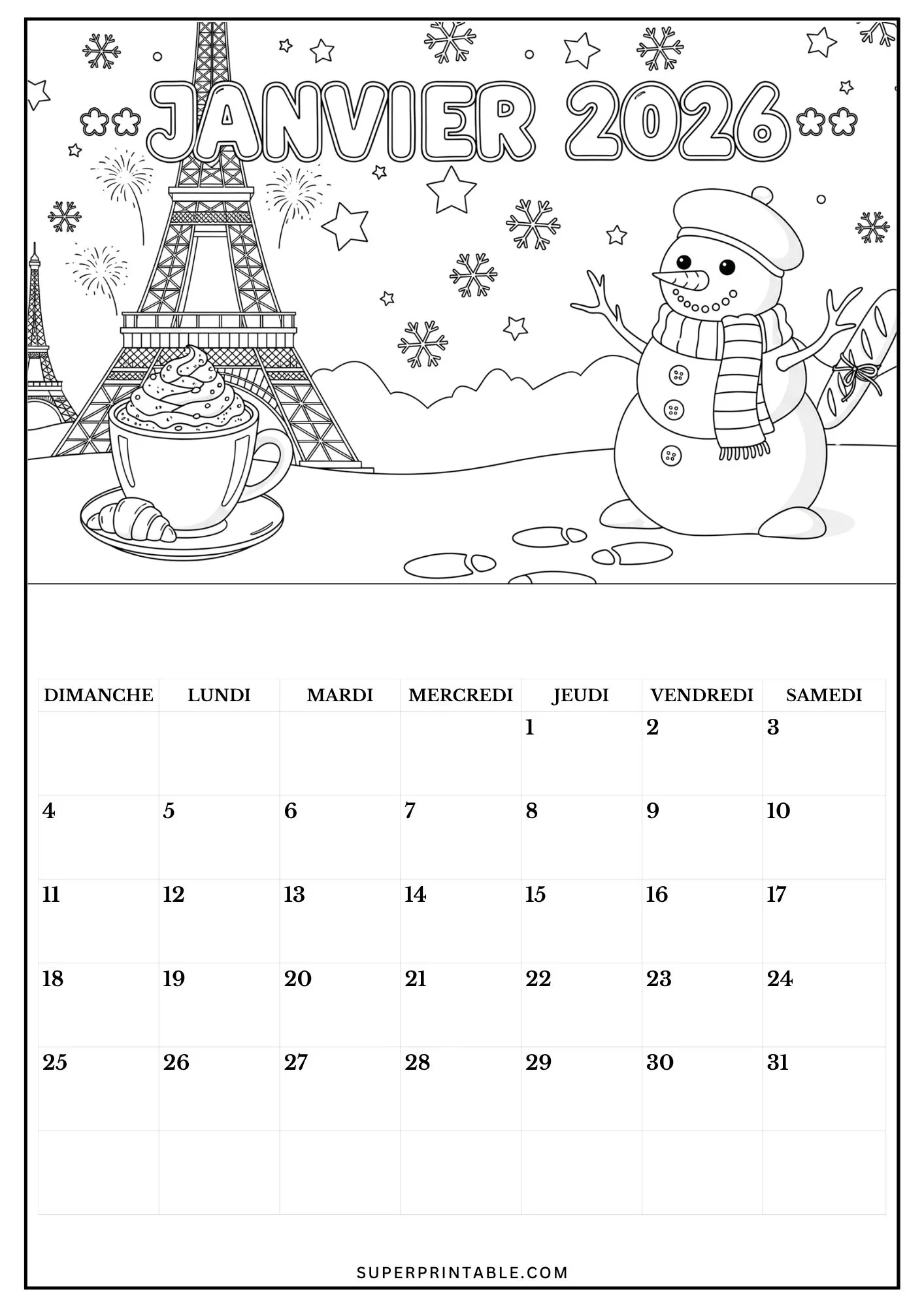 Colorie la France: 2026 Calendar 1