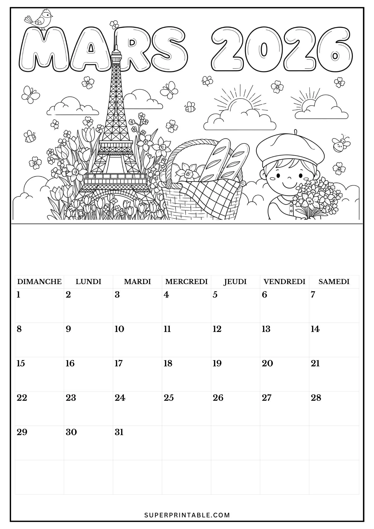 Colorie la France: 2026 Calendar 3