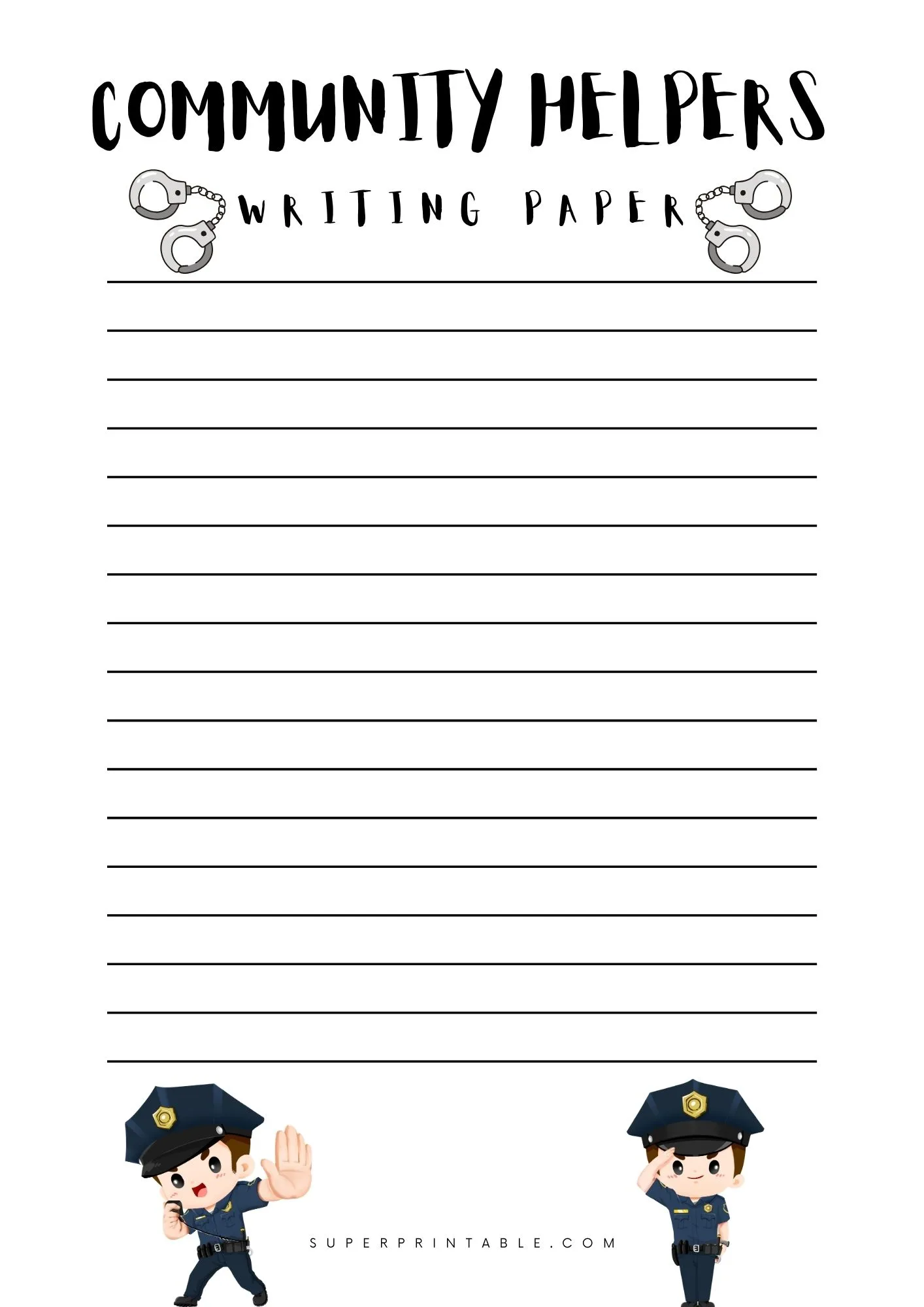 Community Helpers Writing Paper 4