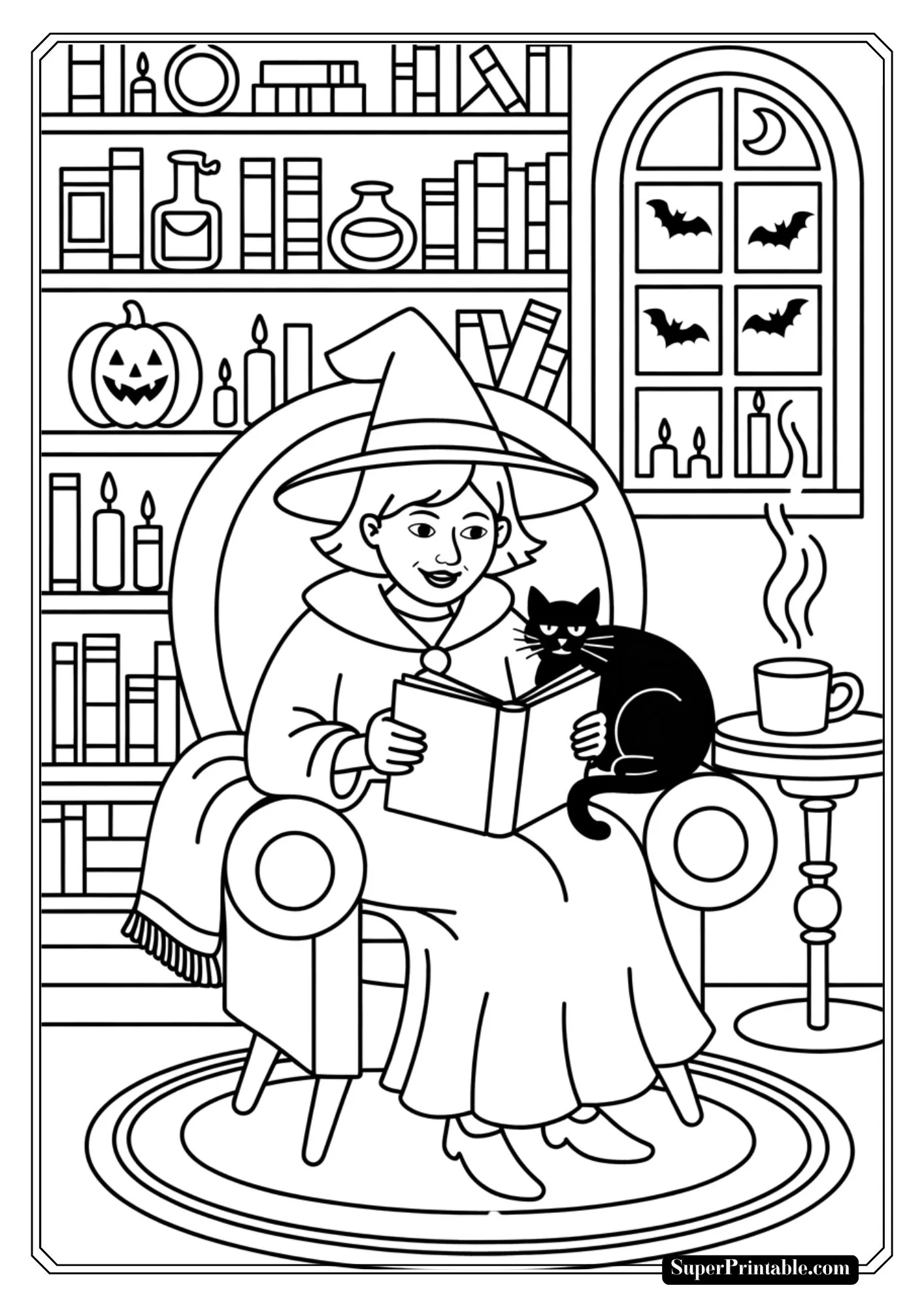 Cozy Halloween Nights Coloring Pages 4