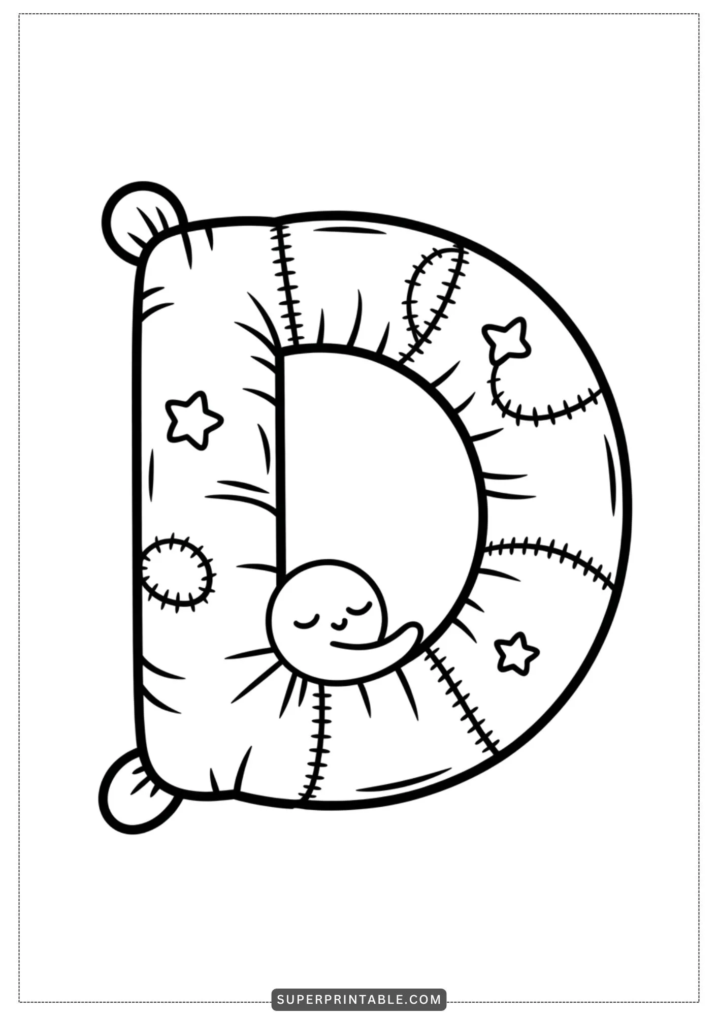 Cozy Pillow Alphabet Coloring Pages 4