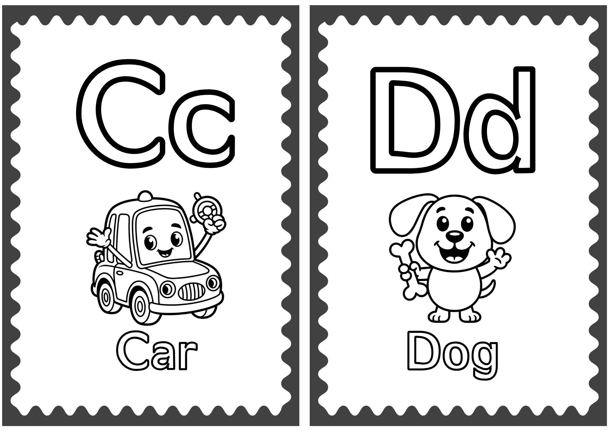 Cute Character Alphabet Cards 2
