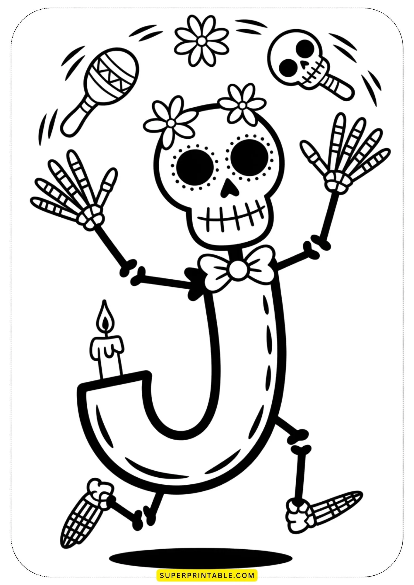 Day of the Dead Alphabet Coloring Pages 10