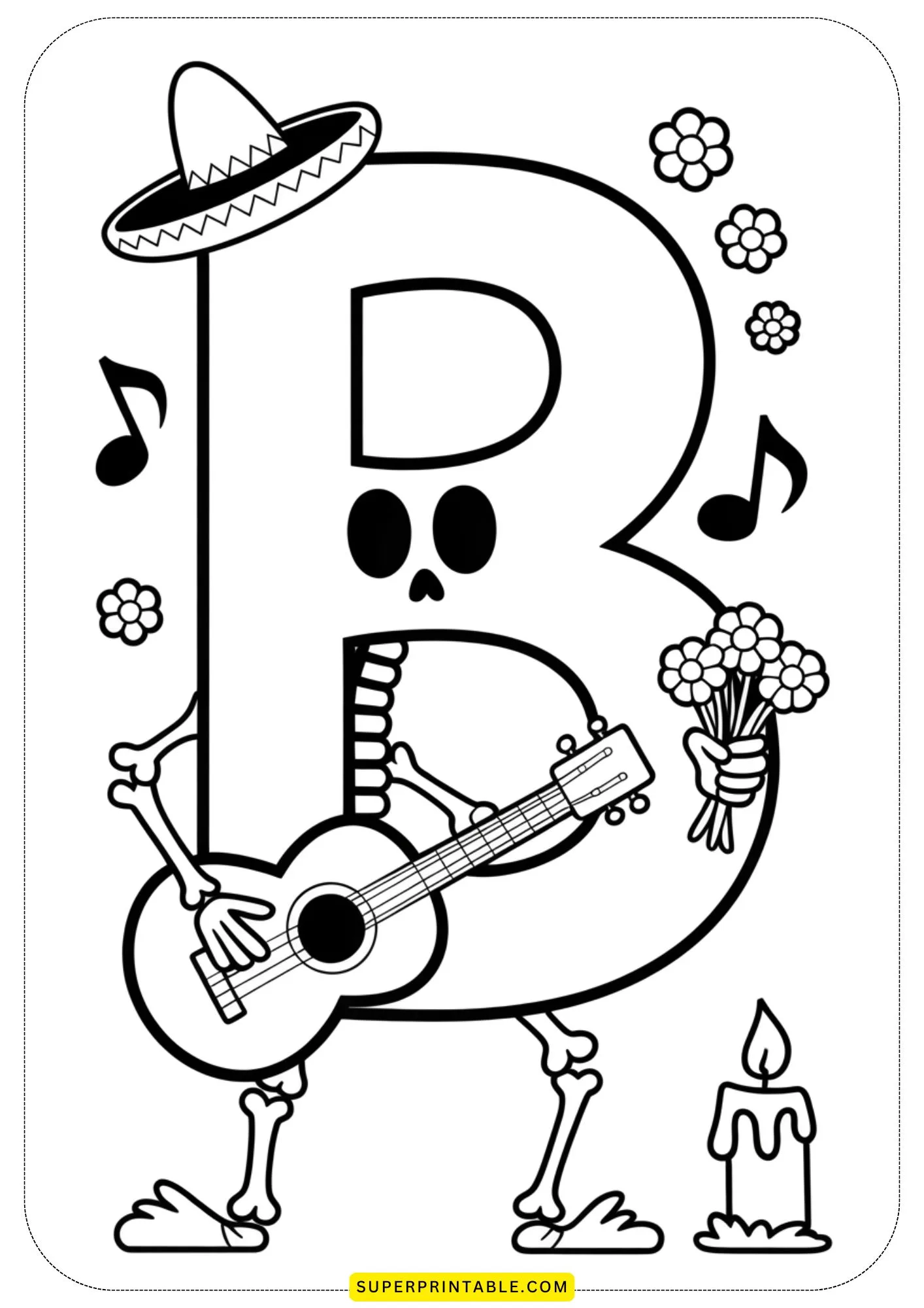 Day of the Dead Alphabet Coloring Pages 2