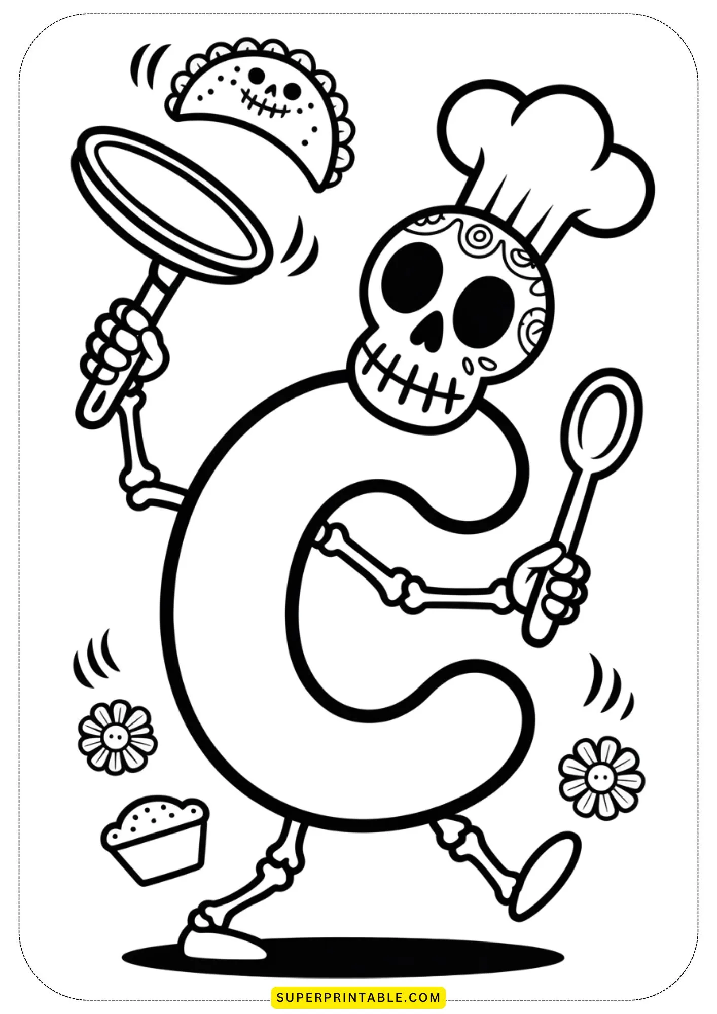 Day of the Dead Alphabet Coloring Pages 3