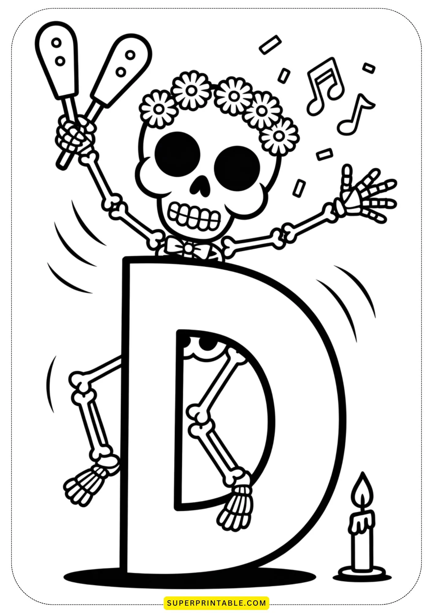 Day of the Dead Alphabet Coloring Pages 4